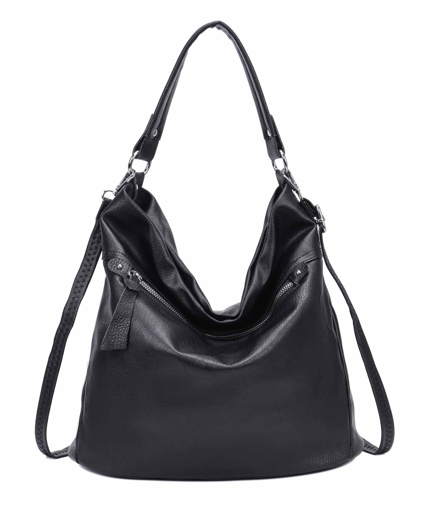ITALYSHOP24 Schultertasche XL Damen Tasche Shopper Hobo-Bag Schultertasche, ein Leichtgewicht, als Handtasche, Henkeltasche tragbar
