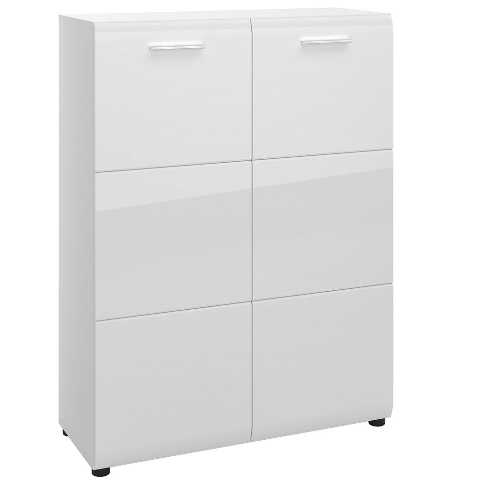 Lomadox Schuhschrank MALABO-129 Kommode 90 cm breit in weiß Hochglanz