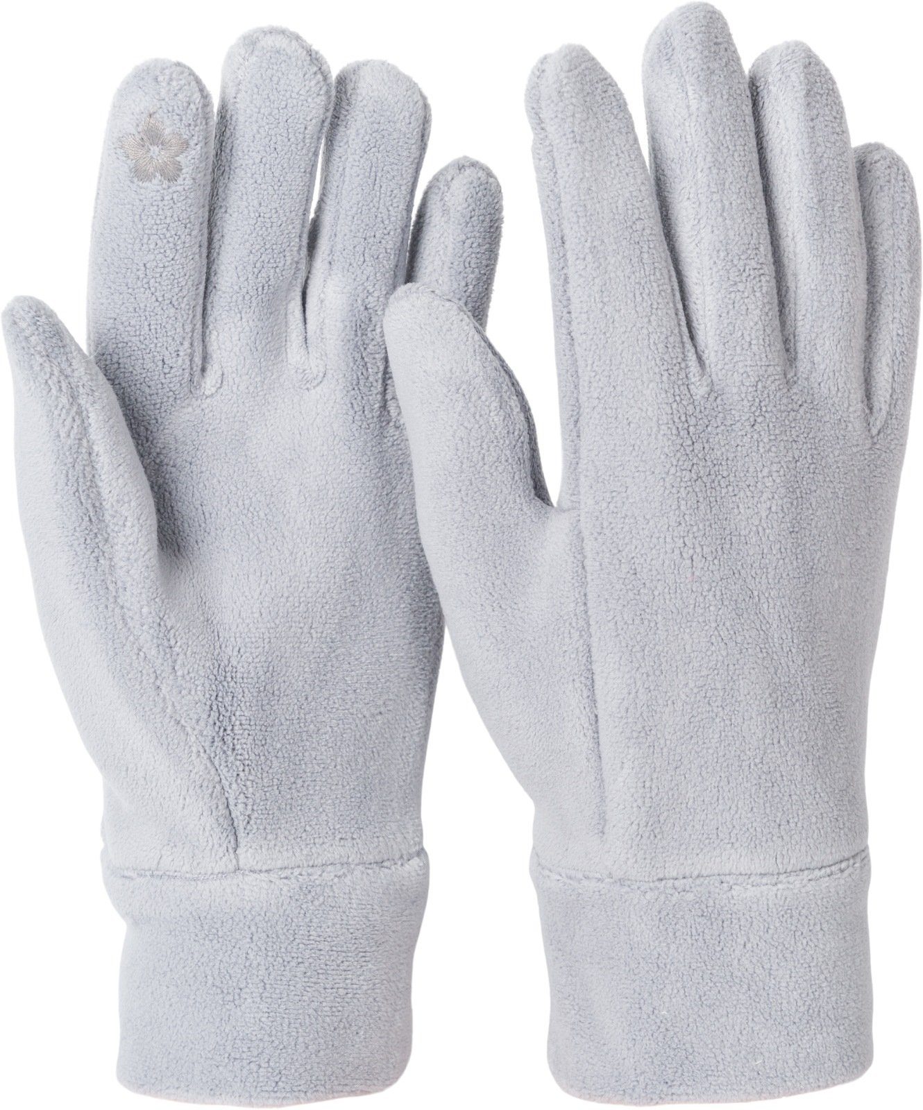 styleBREAKER Fleecehandschuhe Einfarbige Touchscreen Fleece Handschuhe Hellgrau