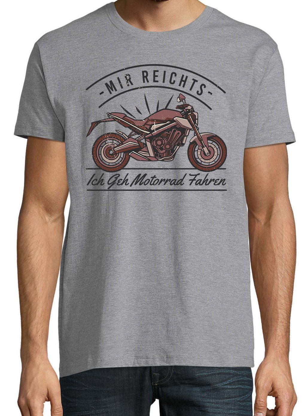 Motorrad mit Youth Herren Designz Fahren lustigem Grau T-Shirt Geh Ich Frontprint Shirt