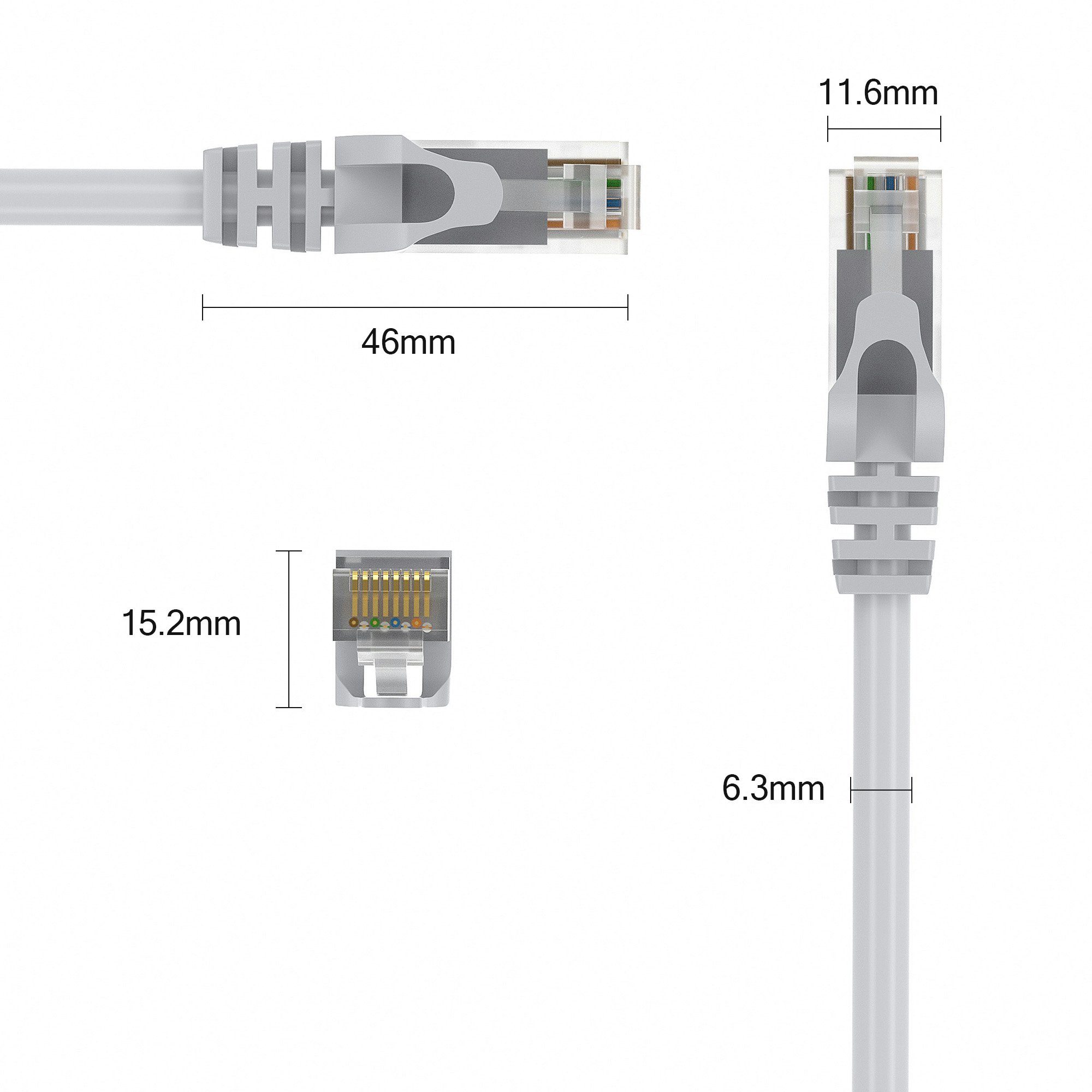 JAMEGA CAT 6 Patchkabel RJ45 Rohkabel LAN Kabel Ethernet Netzwerkkabel LAN-Kabel, CAT.6, RJ-45 Stecker (Ethernet) (1000 cm) – Bild 3 von 5