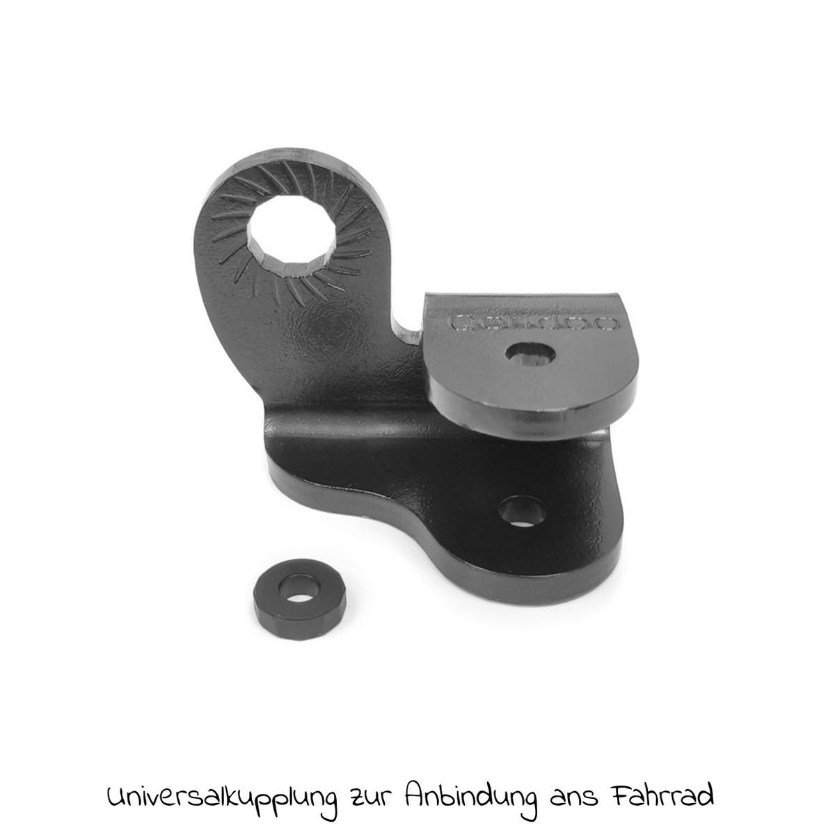 Qeridoo Kinder-Buggy Schwarz, Universal Kupplung mit Reduzierstück für Anbindung an Fahrradanhänger