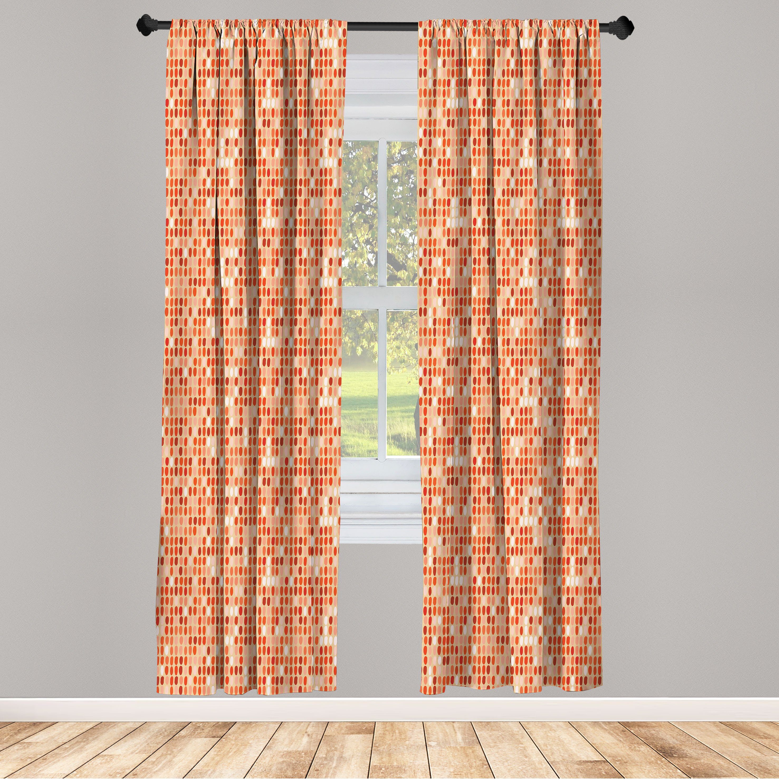Gardine Vorhang für Wohnzimmer Schlafzimmer Dekor, Abakuhaus, Microfaser, Kreis-Muster Shades of Tangerine