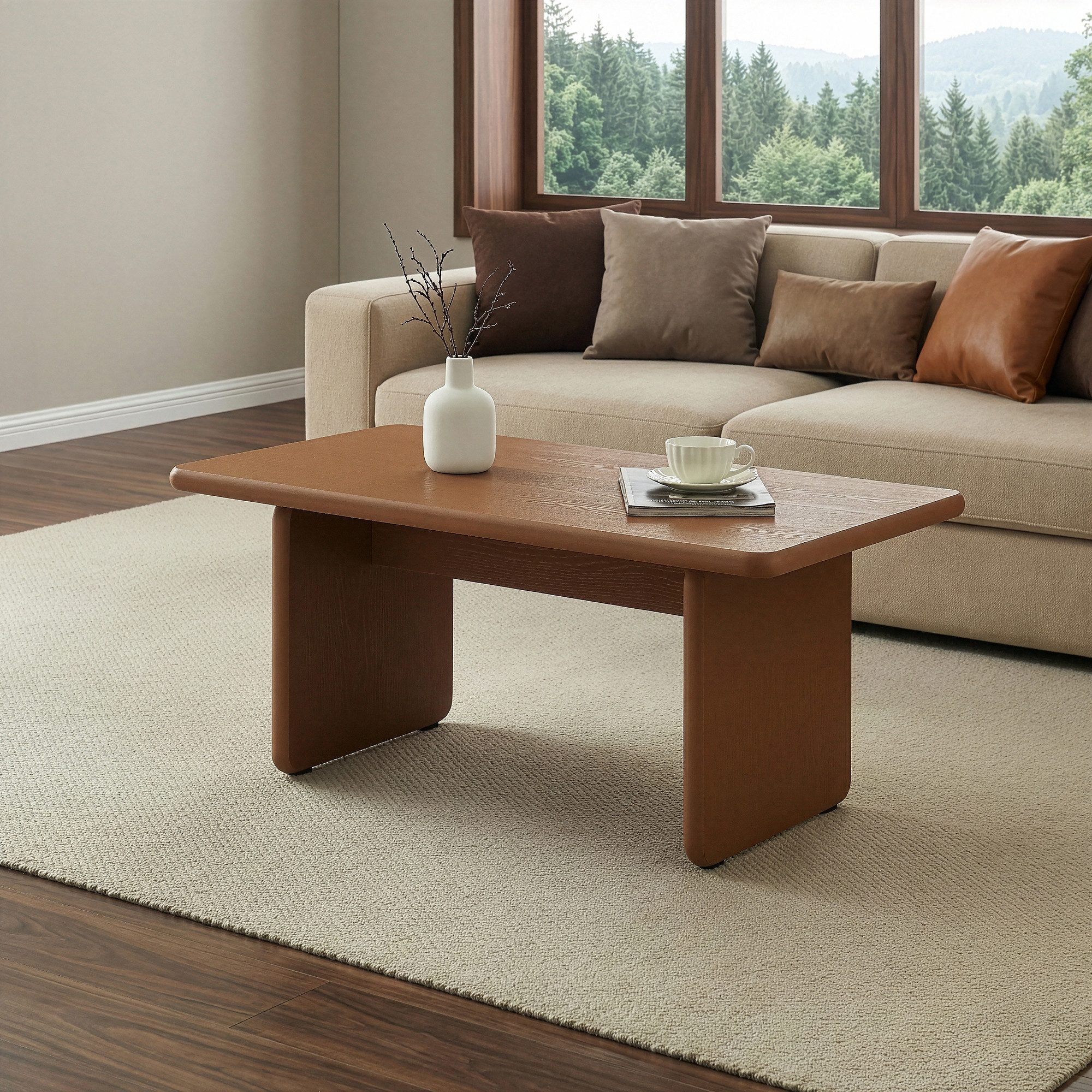 en.casa Couchtisch, »Gäljami« rechteckig 100 x 55 x 44 cm Walnussoptik
