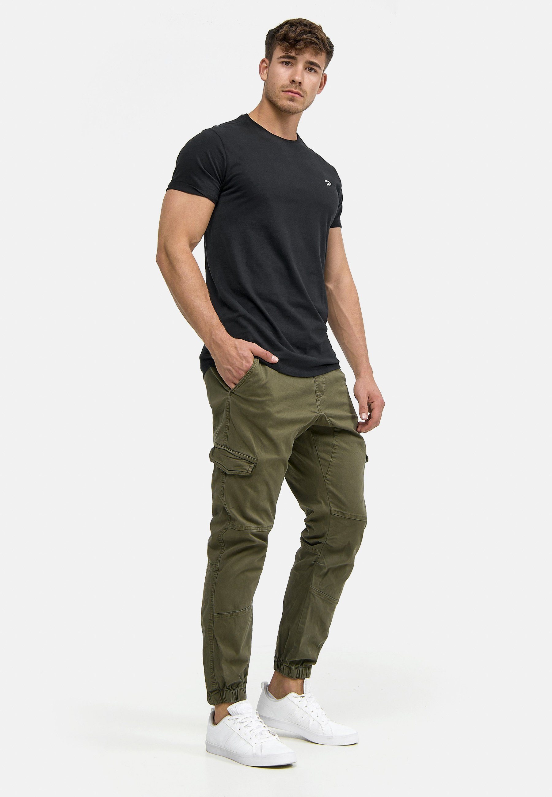 Indicode Cargohose Herren Levy Cargo Hose Herrenhose mit elastischem Bund und Kordelzug