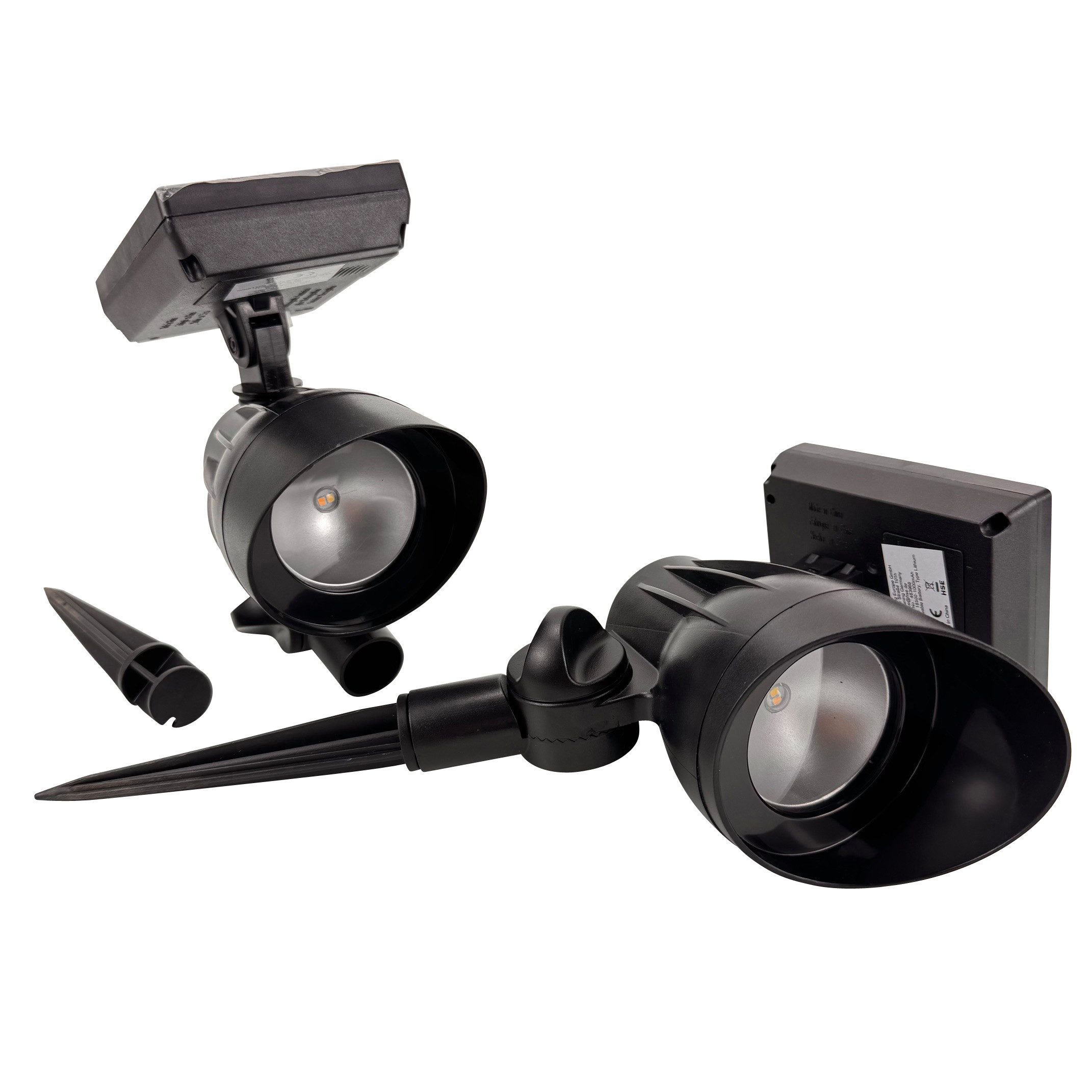 Online-Fuchs Gartenstrahler für außen - 2 LED Solarleuchten, Lampen für Bäume & Sträucher - Deko, bewegliche Strahlerköpfe zum Ausrichten, warmweiß oder kaltweiß wählbar, setzen Sie Ihren Garten, die Fassade, Wege oder Figuren in Szene