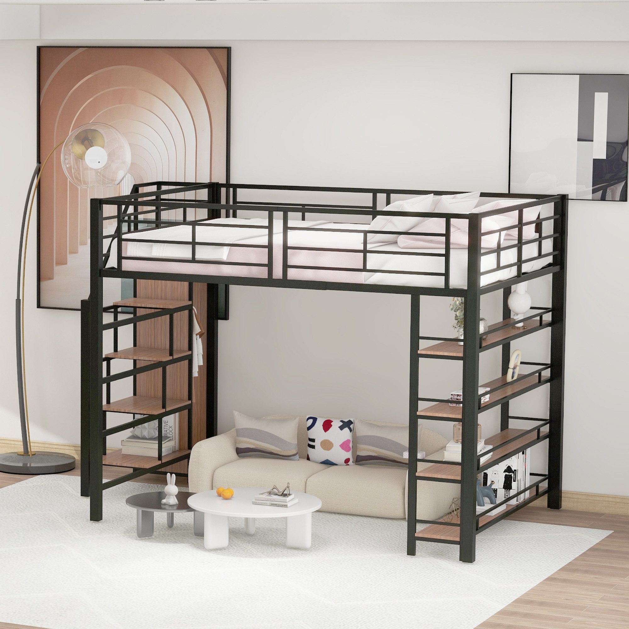Odikalo Jugendbett Hochbett 90/140*200, mit Sicherheitstreppe, günstig online kaufen