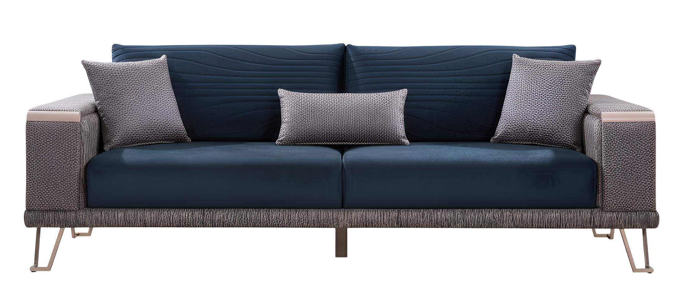 JVmoebel Sitzgruppe Stilvolles Sofa-Set Holzrahmen Moderne Interieur Minimalistischer Stil, (3-tlg)