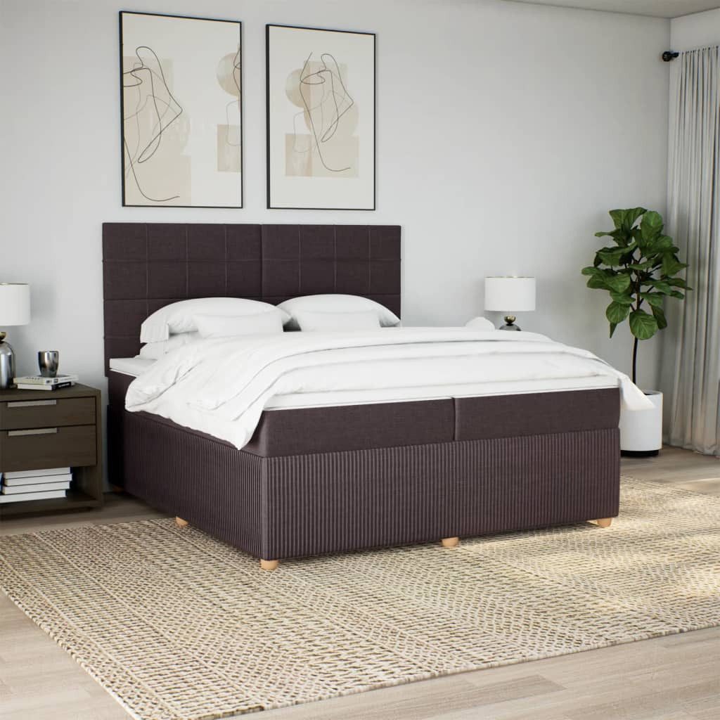 vidaXL Bett Boxspringbett mit Matratze Dunkelbraun 200x200 cm Stoff