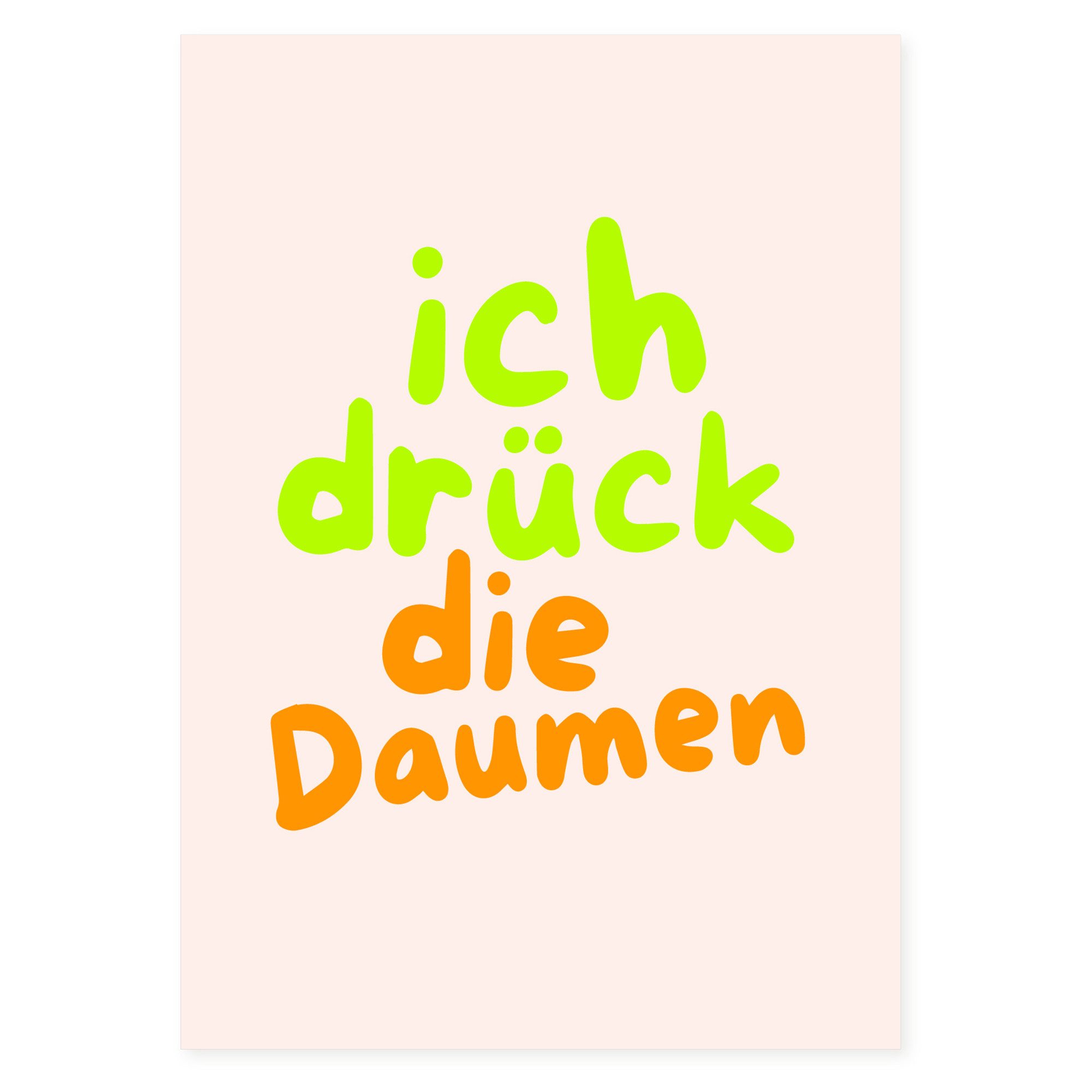 Bow & Hummingbird Postkarte Postkarte "ich drück die Daumen" aus Recyclingpapier