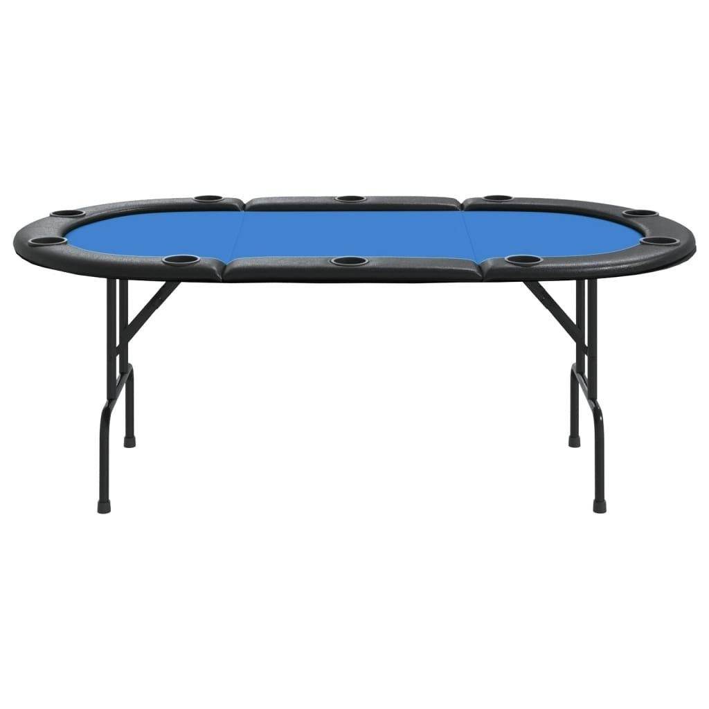 vidaXL Spieltisch Pokertisch Blau (1-tlg) Spieler Klappbar 206x106x75 cm, 10