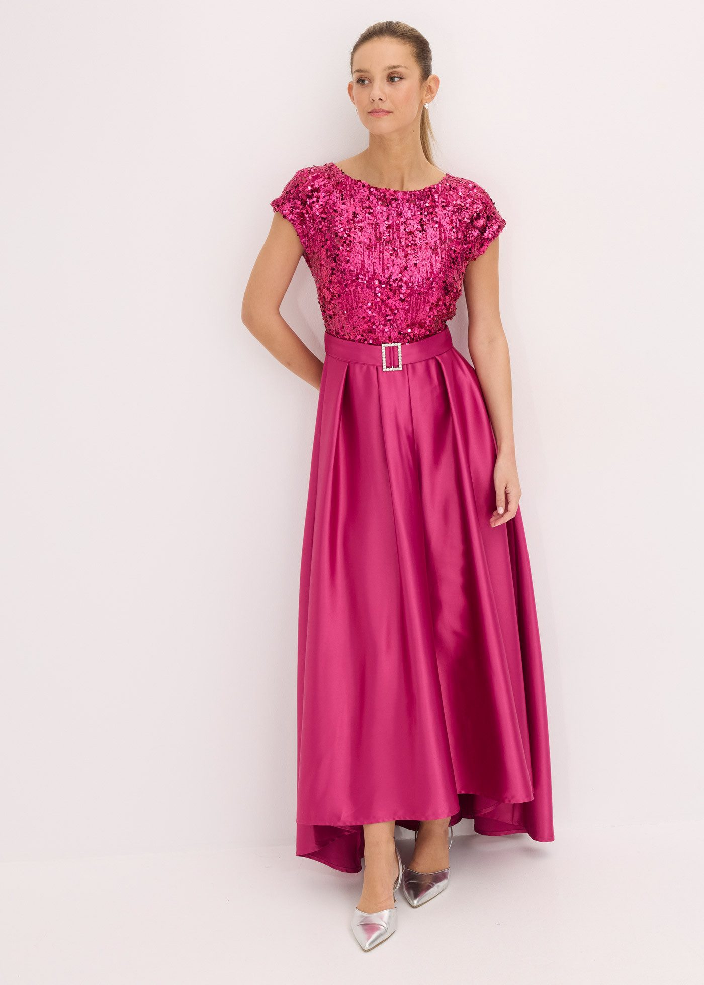 bonprix Abendkleid für festliche Anlässe, aus glänzendem Satin, ausgestellte Passform