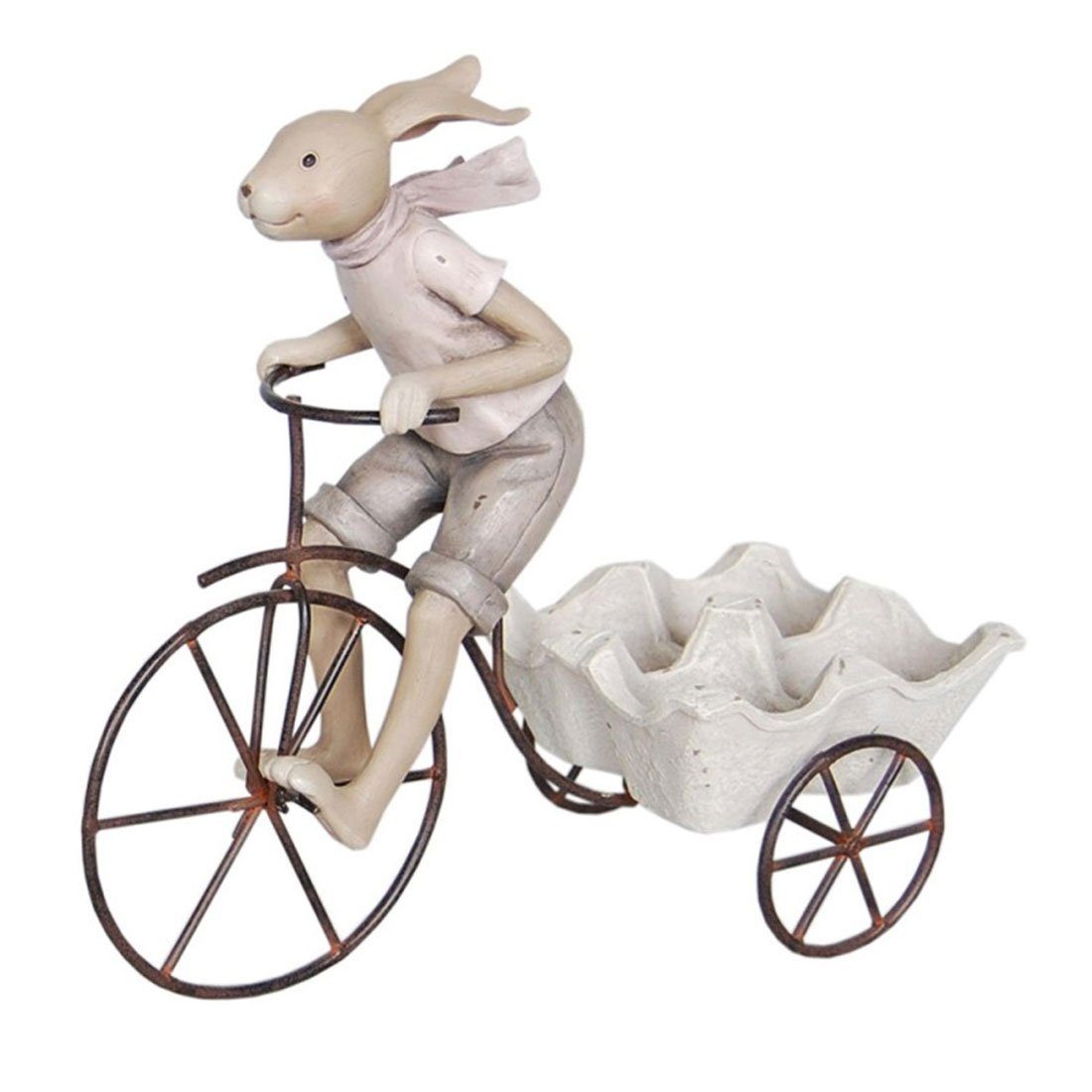 Eierhalter auf Hase mit & Dekofigur & Eef Eef Kaninchen Clayre Fahrrad Clayre 26x11x24cm