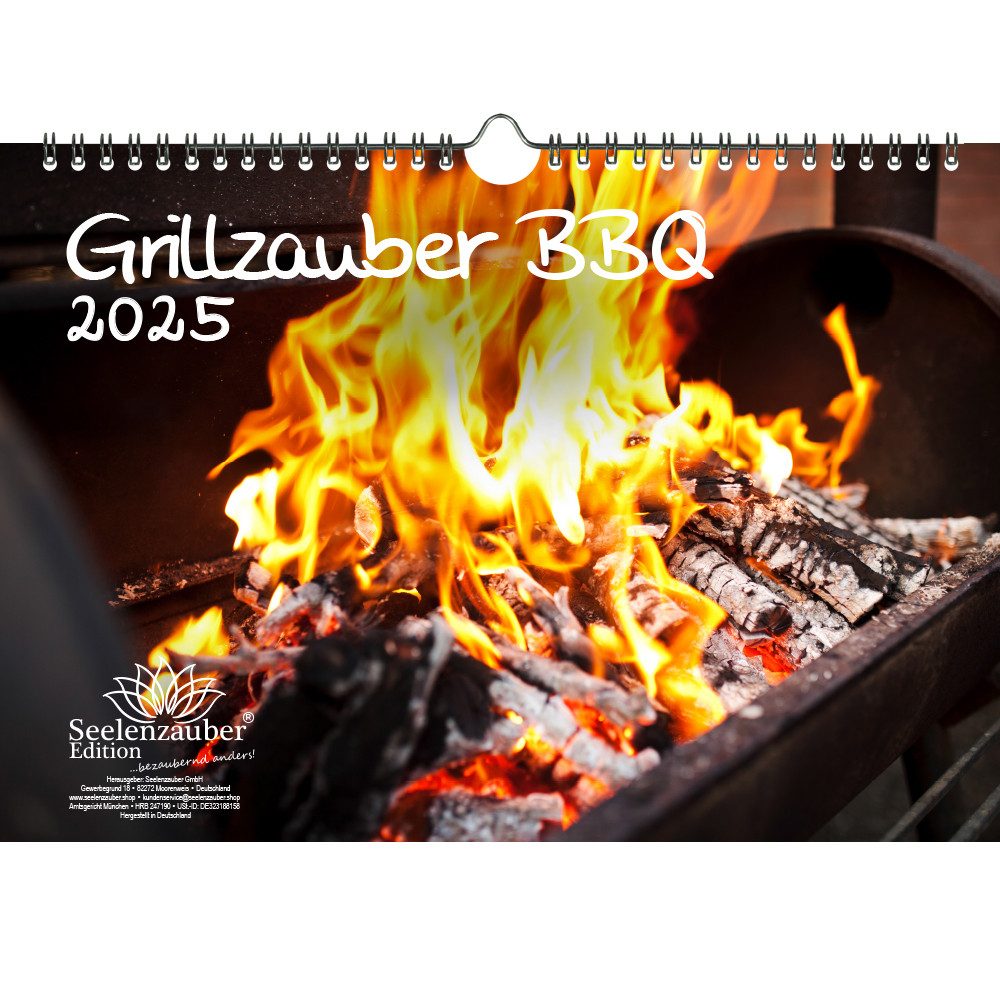 Seelenzauber Wandkalender Grillzauber BBQ DIN A4 Kalender für 2025 Grill