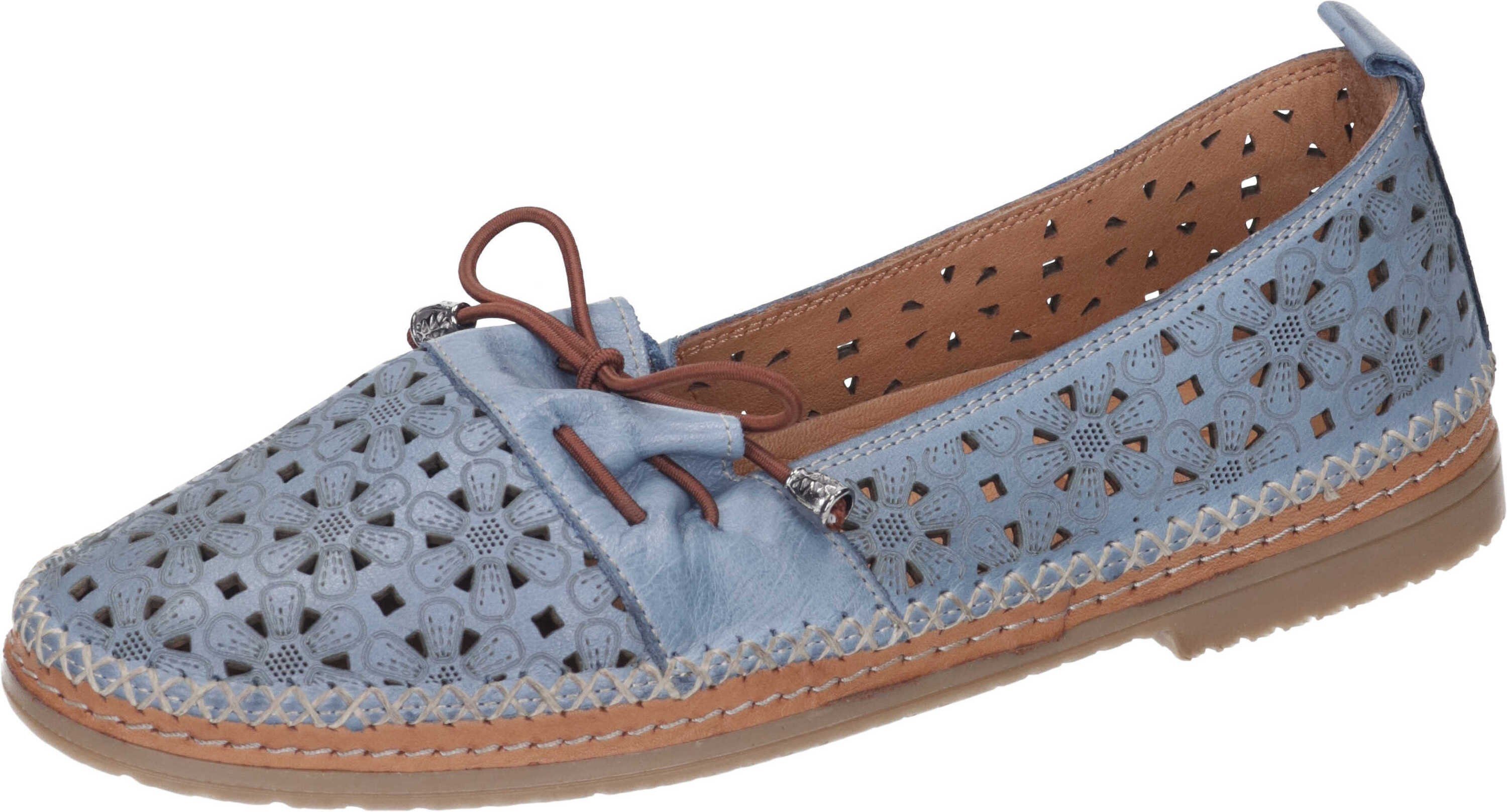 aus Slipper echtem Slipper Manitu blau Leder