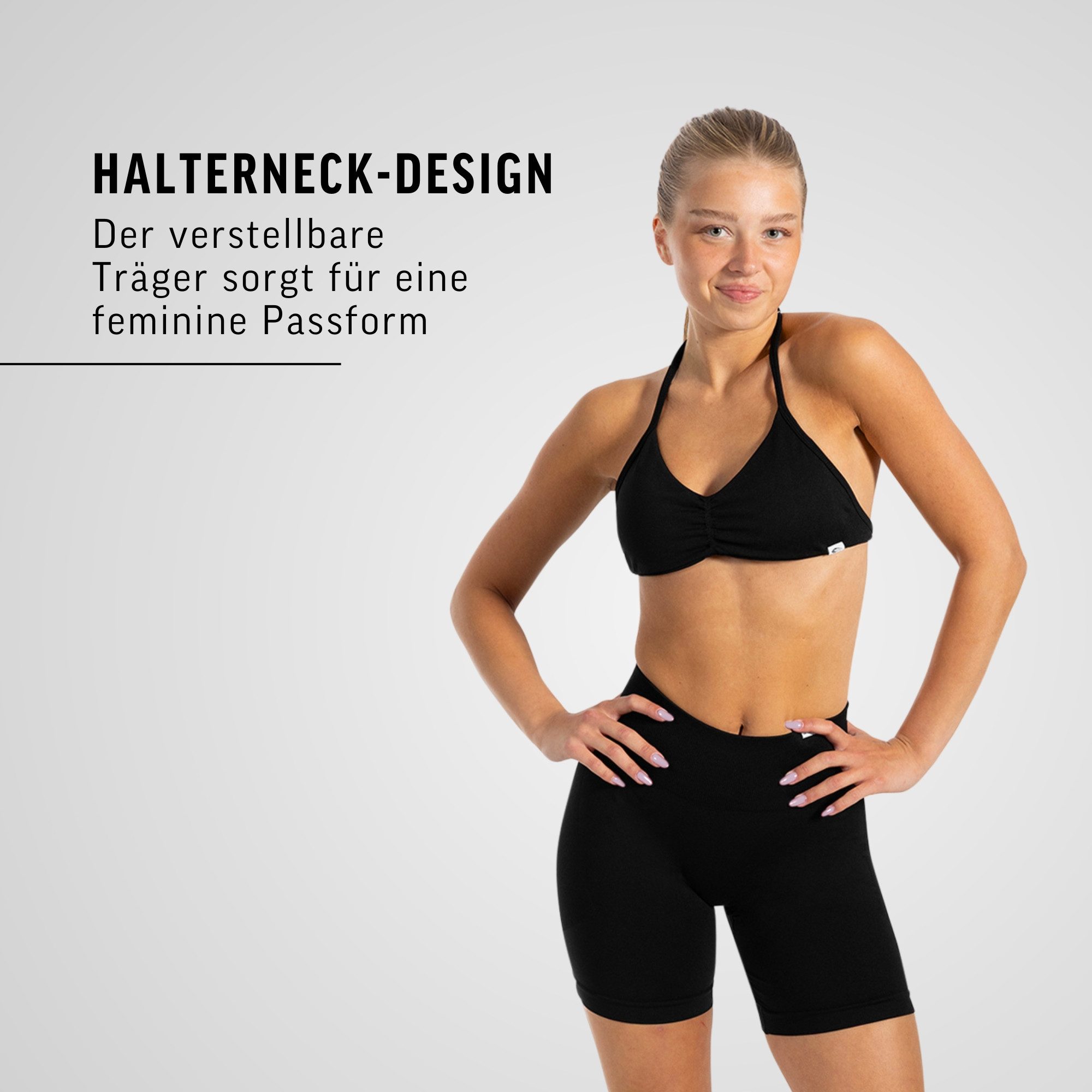 Smilodox Sport-BH Esta, Neckholder Bra, Ringverschluss, Geraffte Front ohne Bügel Geraffte Front, leichte Aktivitäten mit Komfort Yoga Freizeit Studio