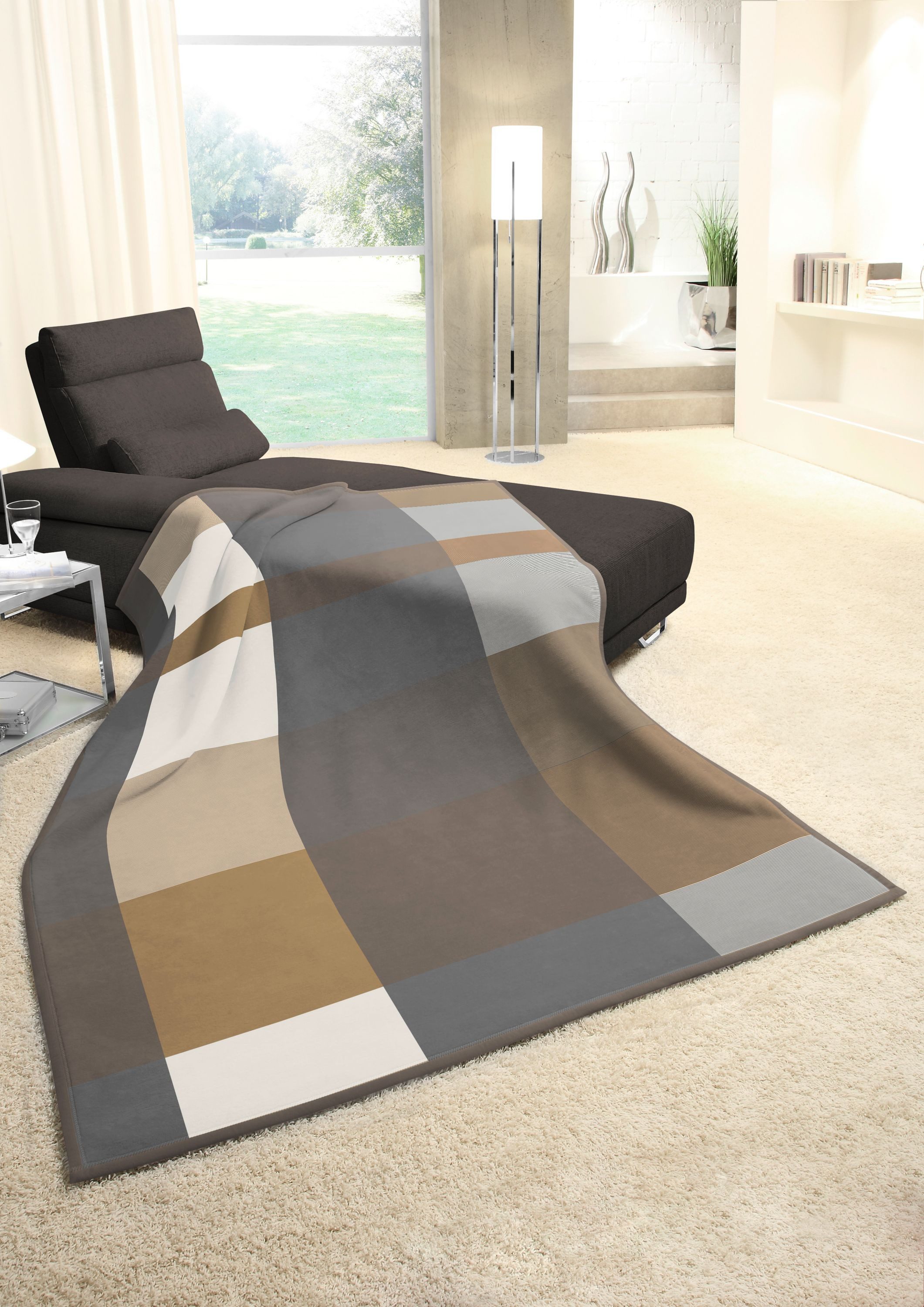 Wohndecke Cotton Home, Biederlack, Karo-Motiv, Timeless