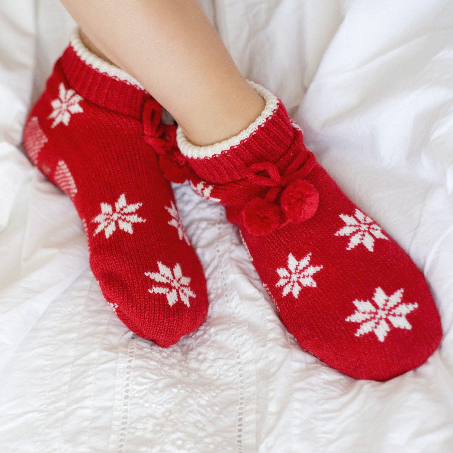 celodoro Haussocken Damen Norweger Strick Hüttensocken mit ABS-Sohle (1 Paar)