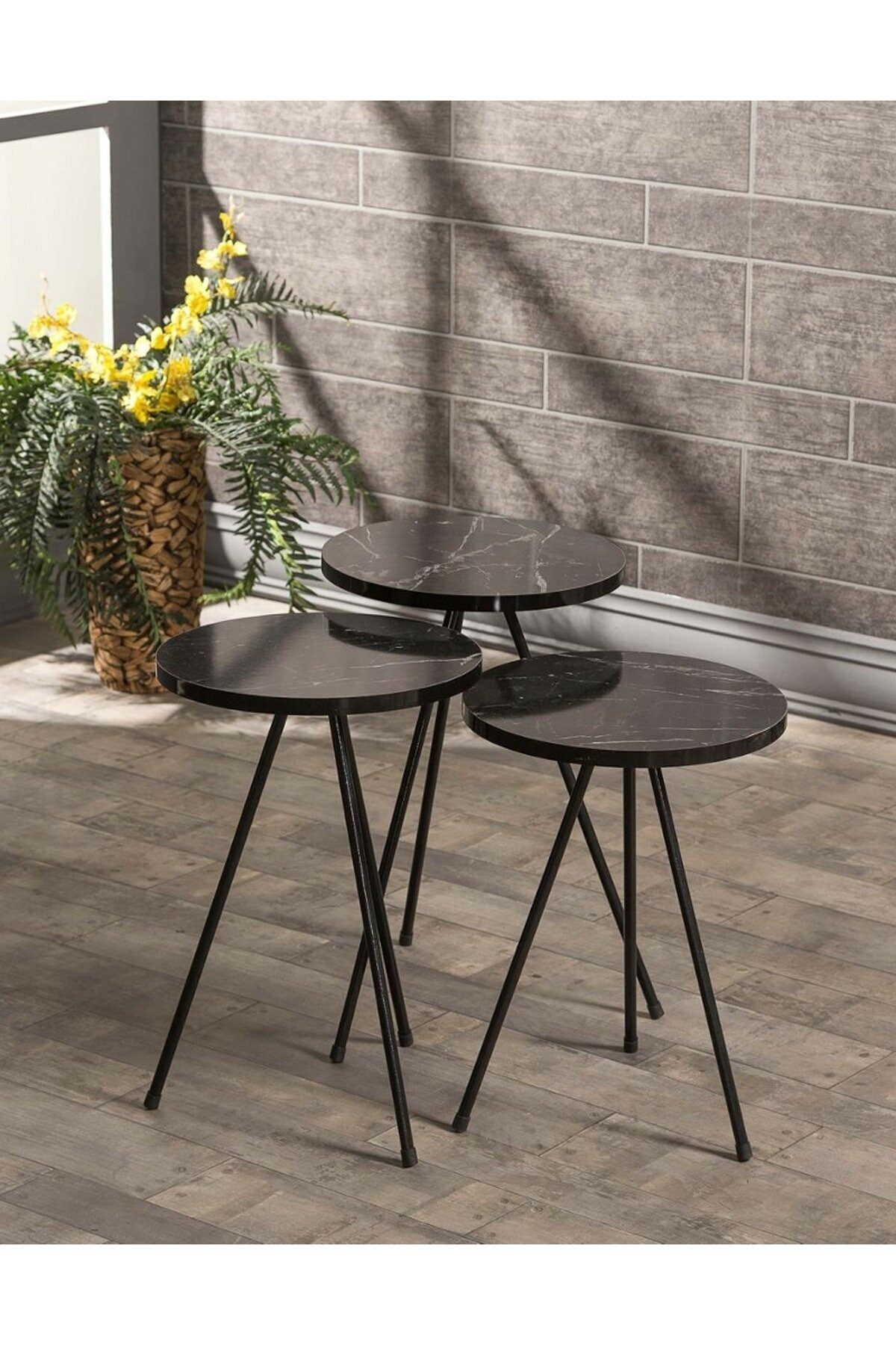 en.casa Couchtisch (3-St), Satztische, 3er-Set 33 x 33 cm Spanplatte/metall günstig online kaufen