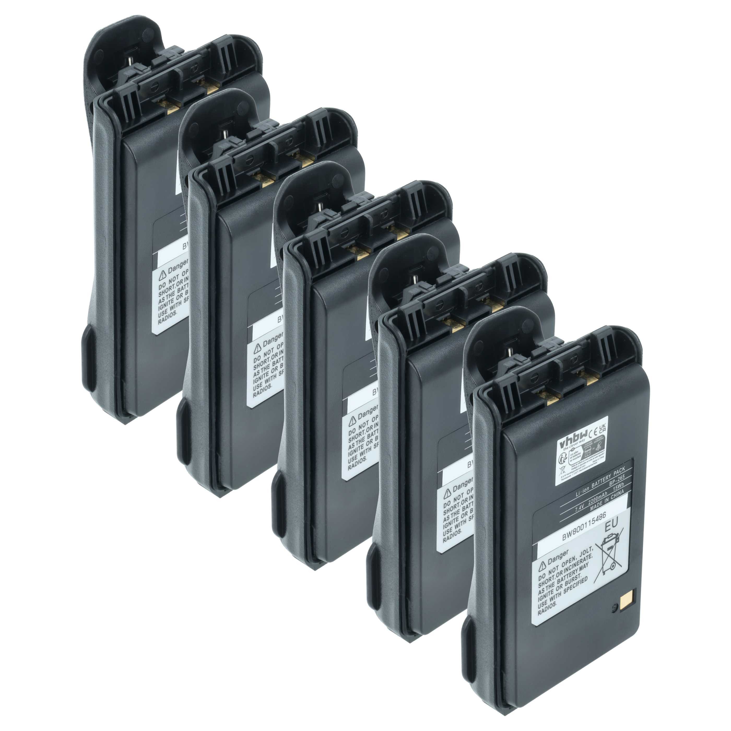 vhbw Akku passend für Icom IC-F3002, IC-F3001, IC-4101, IC-F3003, IC-3101 Akku Akku Li-Ion 2200 mAh (7,4 V, 5 St), Leistungsfähige Austausch-Akkus für Ihr Funkgerät, Walkie-Talkie