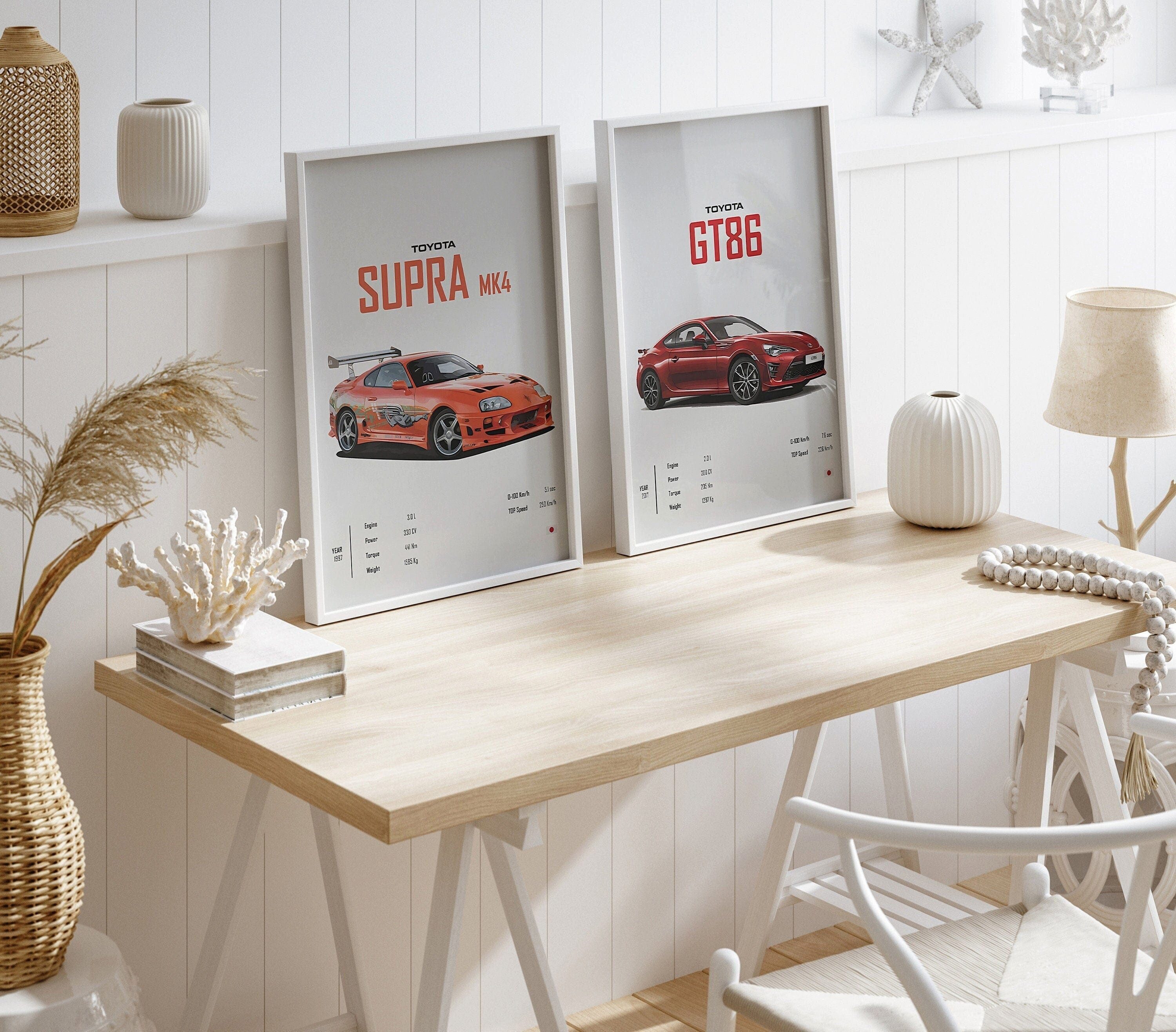 Poster Sportwagen TOYOTA SUPRA GT86 Klassiker Legenden Geschenk für ihn Wohnz