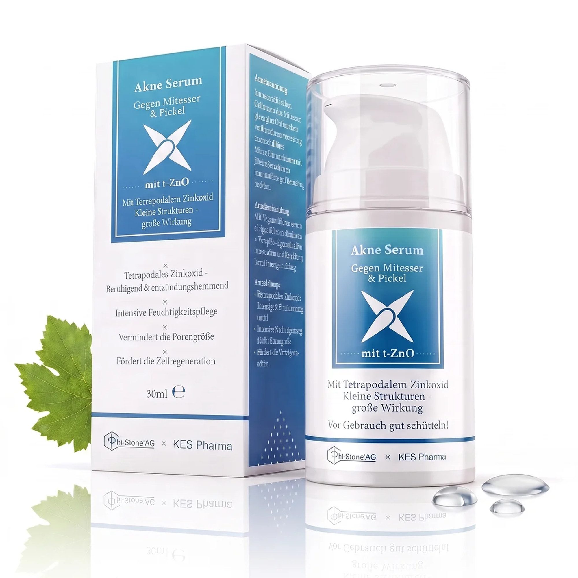 KES Pharma Gesichtsserum KES Pharma Akne-Serum mit tetrapodalem Zinkoxid (t-ZnO), – Unterstützt die Pflege bei Pickeln, Mitessern und fettiger Haut.