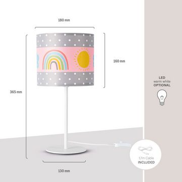 Paco Home Tischleuchte Cosmo 962, ohne Leuchtmittel, Lampe Kinderzimmer Ø 18cm Regenbogen Sonne Wolken Höhe 36,5cm E14