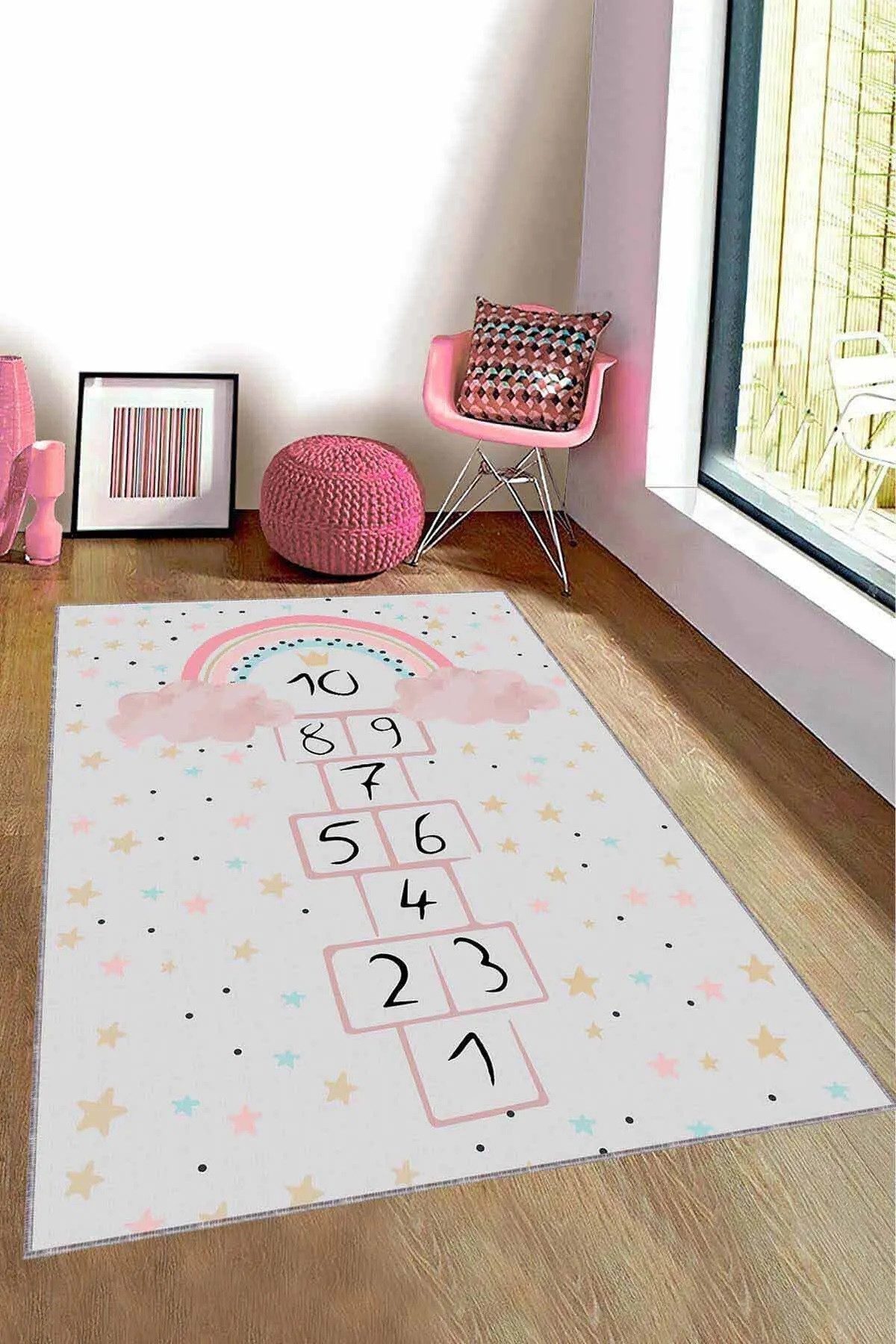 TEPPIA Kinderteppich Teppia 52580 Kinderteppich Hüpfspiel mit Regenbogenzauber