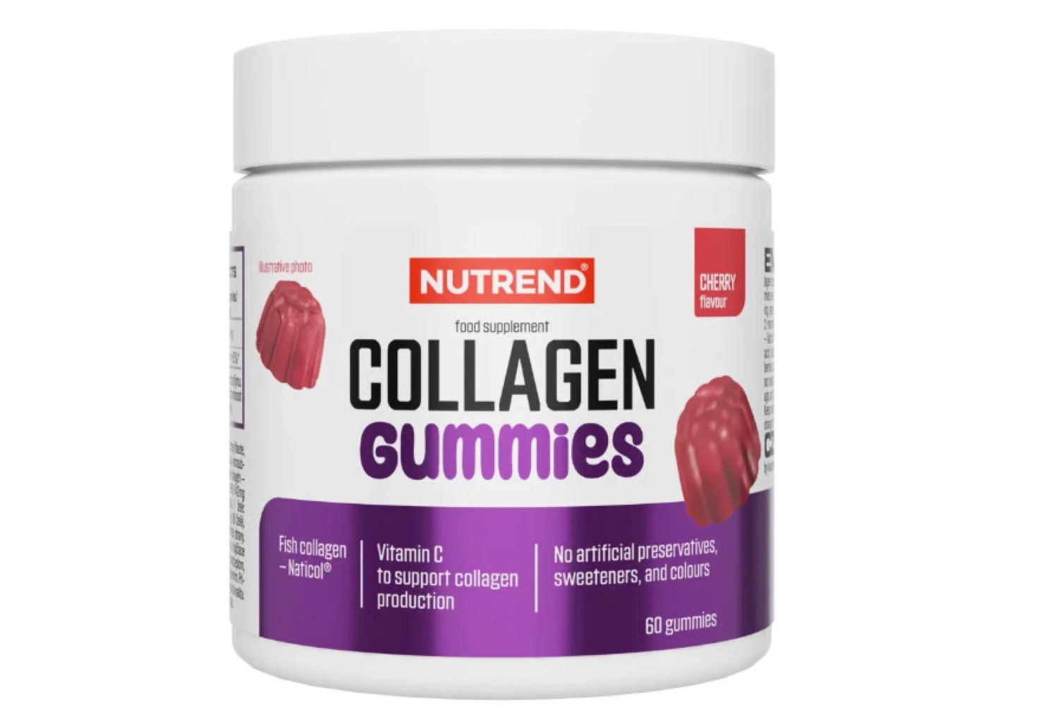NUTREND Kollagen Collagen Gummies 60 Stück Kirsche Fruchtgummis, 1 er 230 g, Naticol Fischkollagen