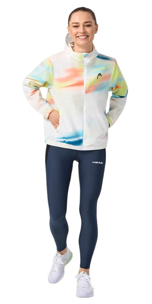 Trainingsjacke Kapuzenjacke Blur (elastischer Bund) weiss/bunt Damen
