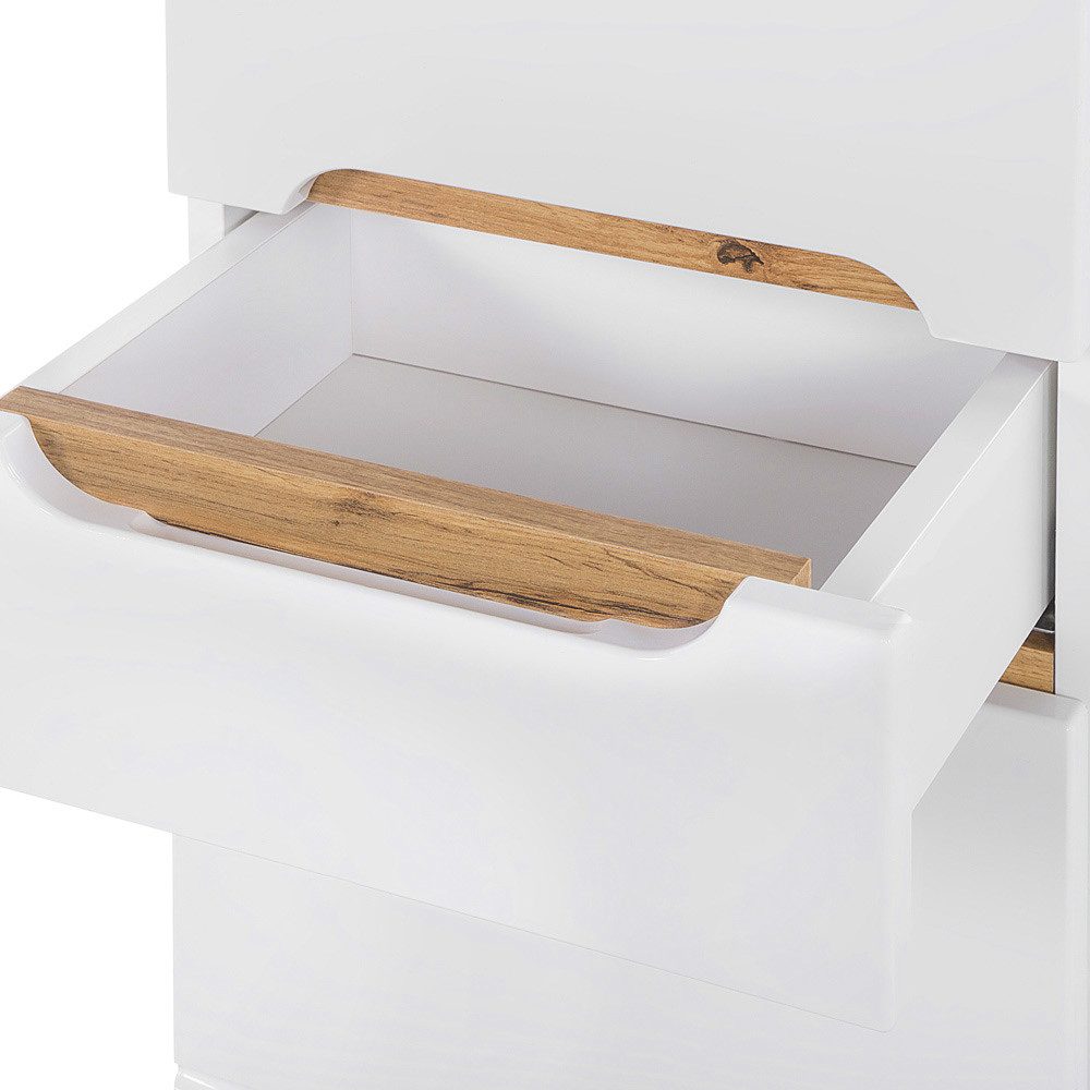 Lomadox Hochschrank SOLNA-56 Badezimmer Hochglanz weiß mit Wotaneiche, BxHx günstig online kaufen