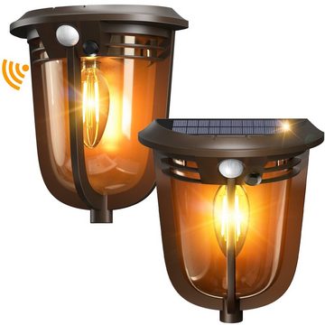 Elegear LED Außen-Wandleuchte 2Stück Solarleuchte für Flur/Wand, Weihnachtsdeko Beleuchtung, LED wechselbar, Warmweiß, mit Bewegungsmelder