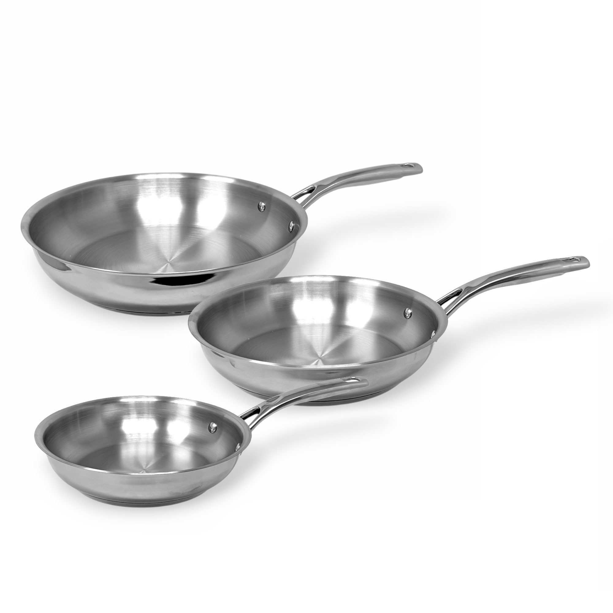 Berndes Bratpfanne Bratpfanne 20+24+28 cm, Edelstahl poliert - Daily Edition Proline, Edelstahl (3-teilig)