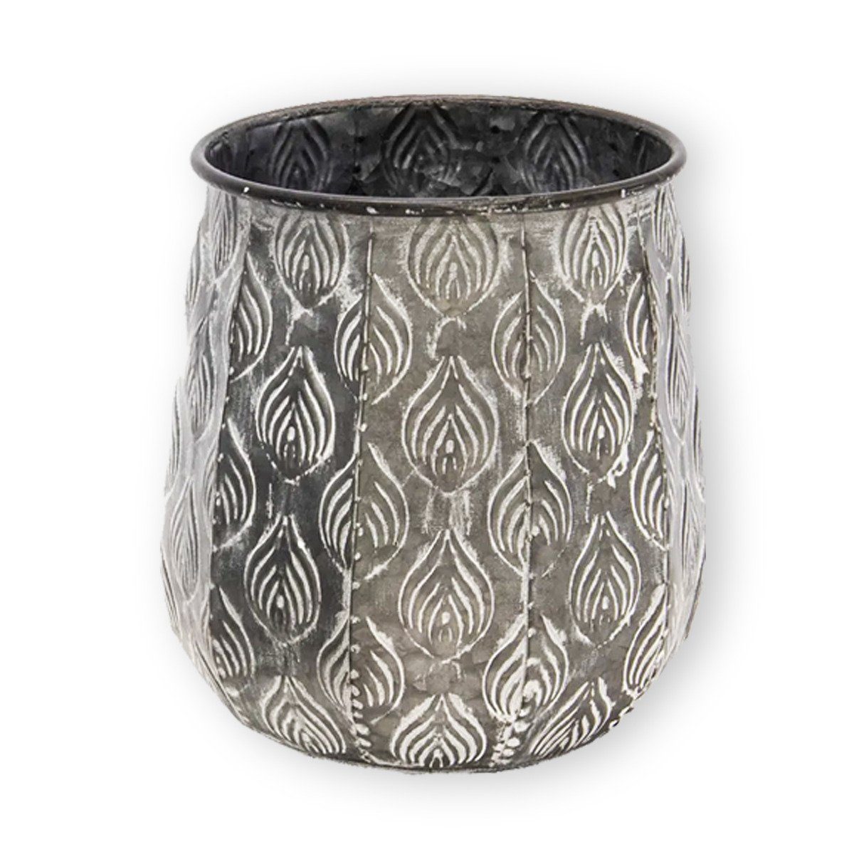 colourliving Blumentopf Pflanztopf Zinktopf Cauldron Serie Old Grey 25cm (1 St., 3x Pflanztöpfe), langlebig, dekorativ, handbemalt