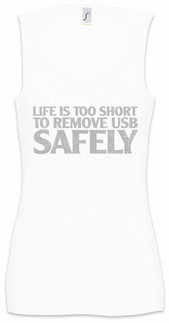 Tanktop Remove USB Safely Ärmelloses Damen T-Shirt Fun Geek Nerd Internet