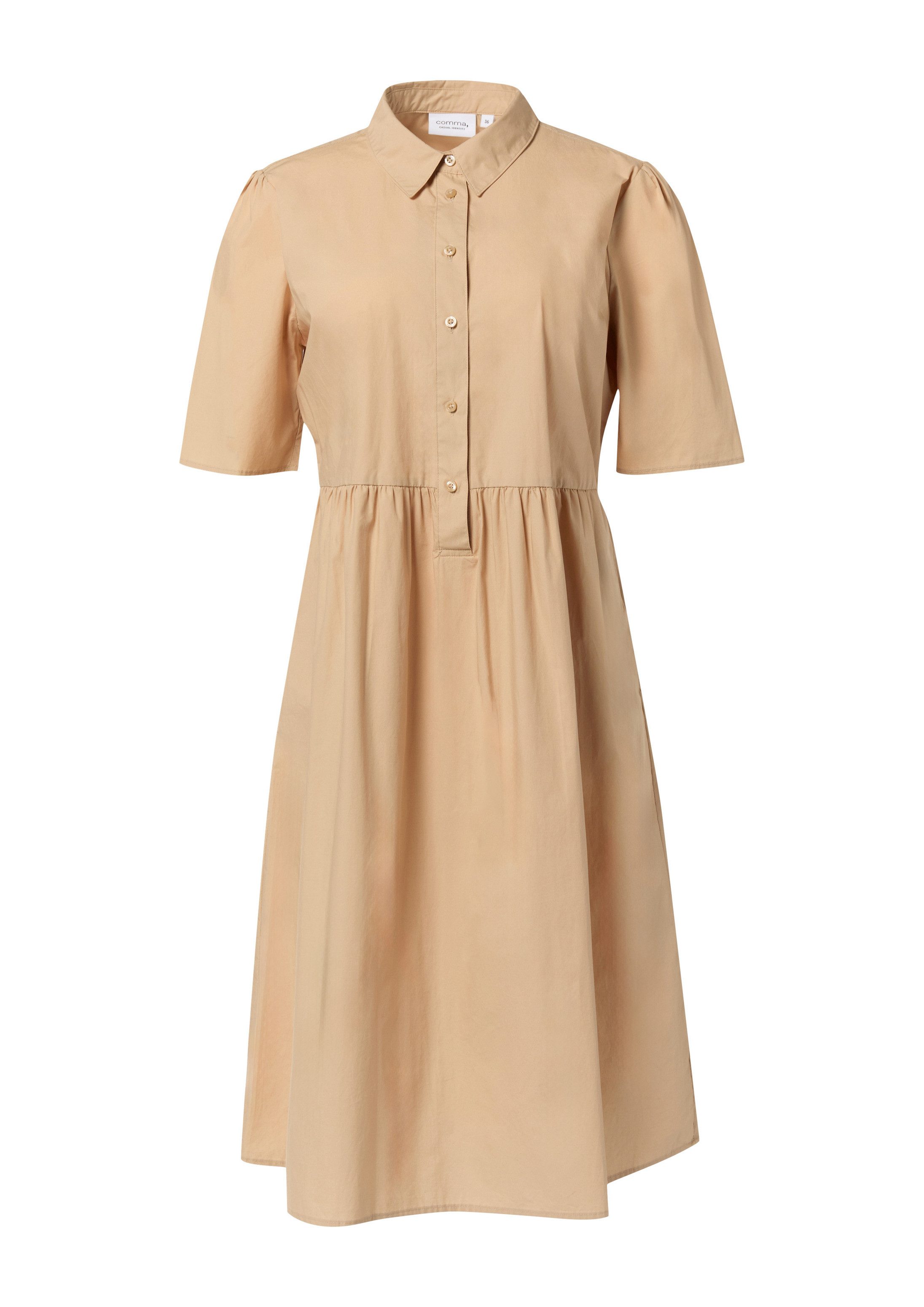 comma Midikleid Kleid Baumwollkleid mit Hemdkragen