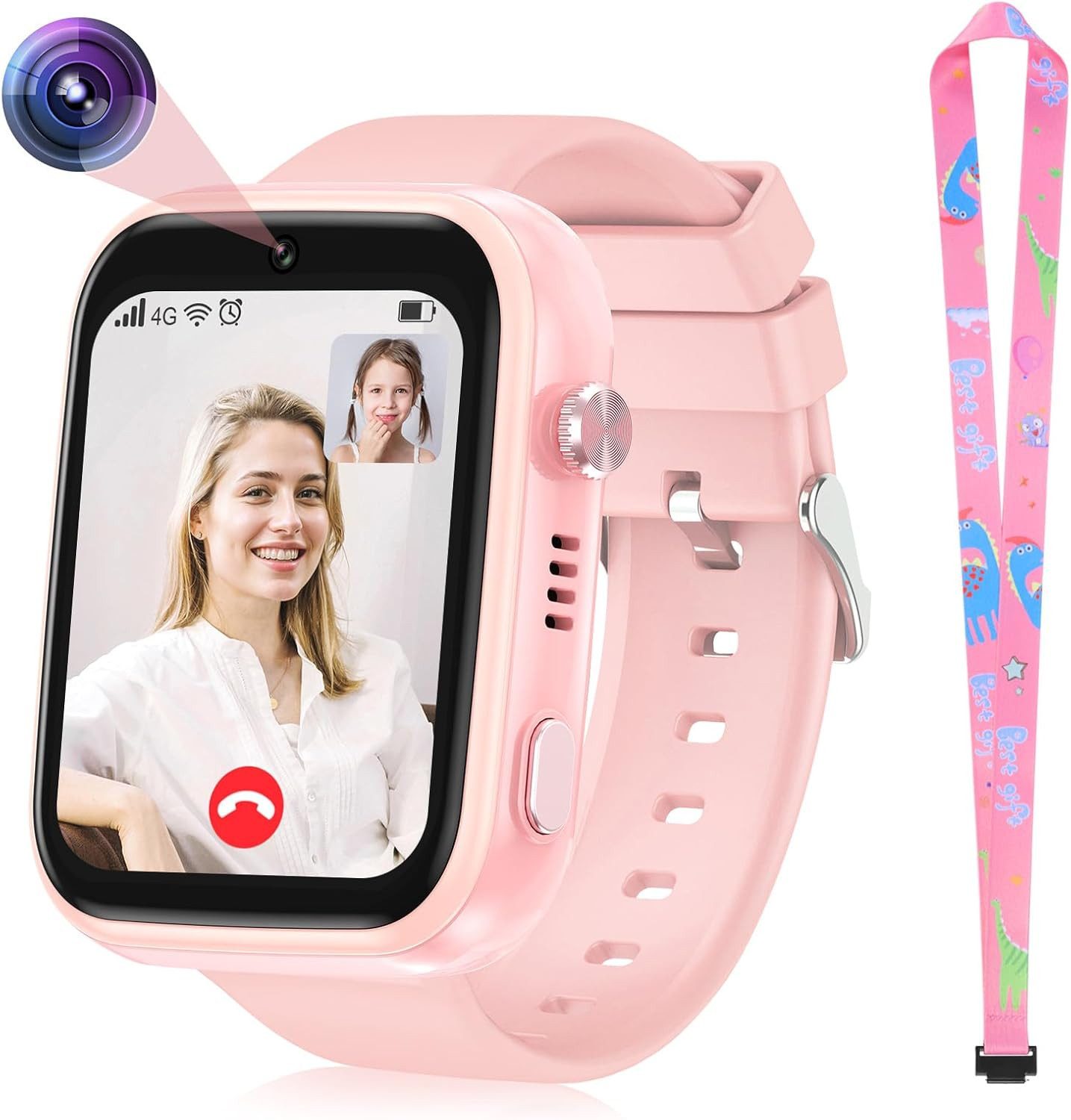 OKYUK Smartwatch (2,5 cm, sim-karte), 4G KINDER-SMARTWATCH MIT VIDEOANRUFEN