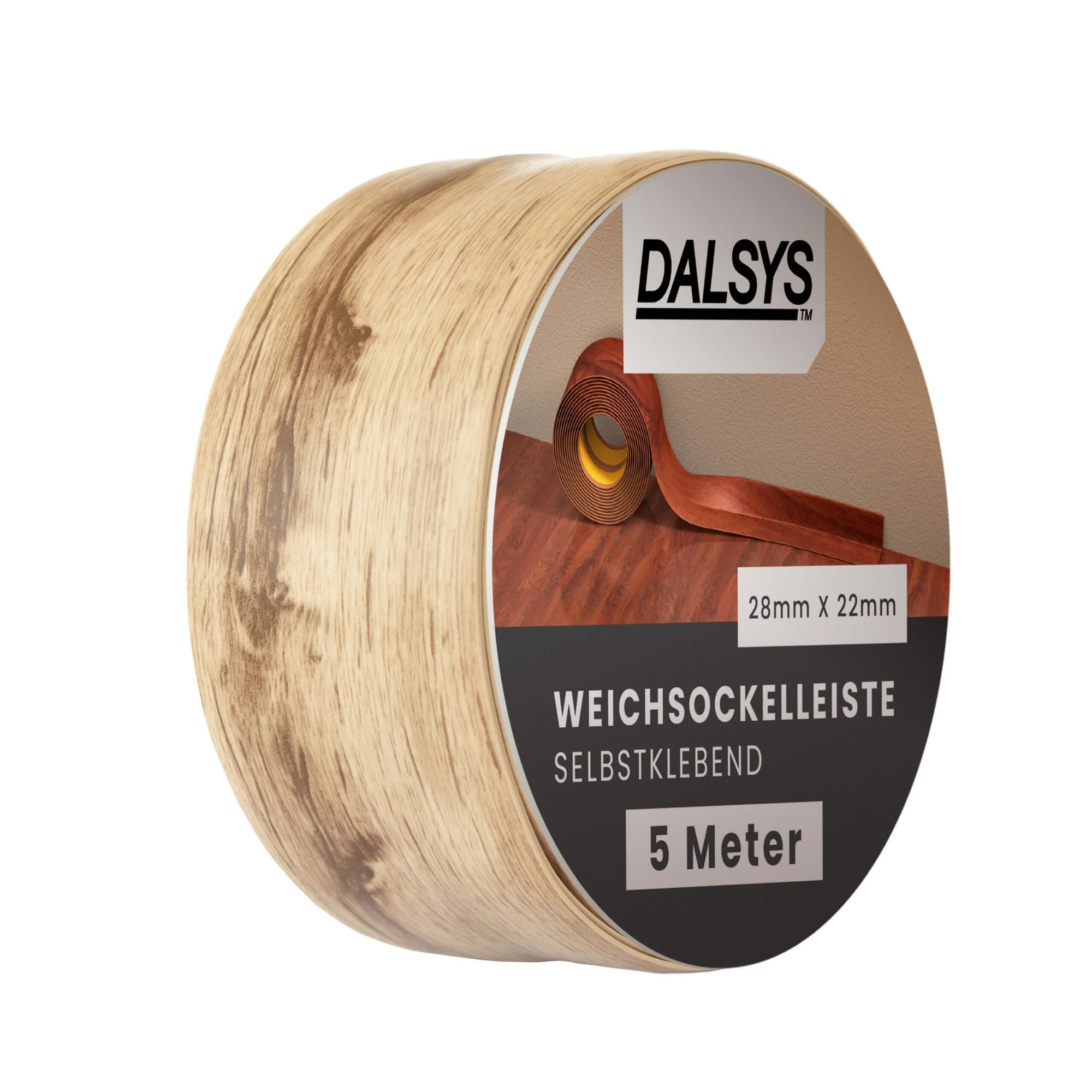 Dalsys Sockelleiste, L: 500 cm, Weichsockelleiste selbstklebend, 1-St., Klebeleiste, Abschlussleiste für Fugen in Wohnbereich, Küche, Bad
