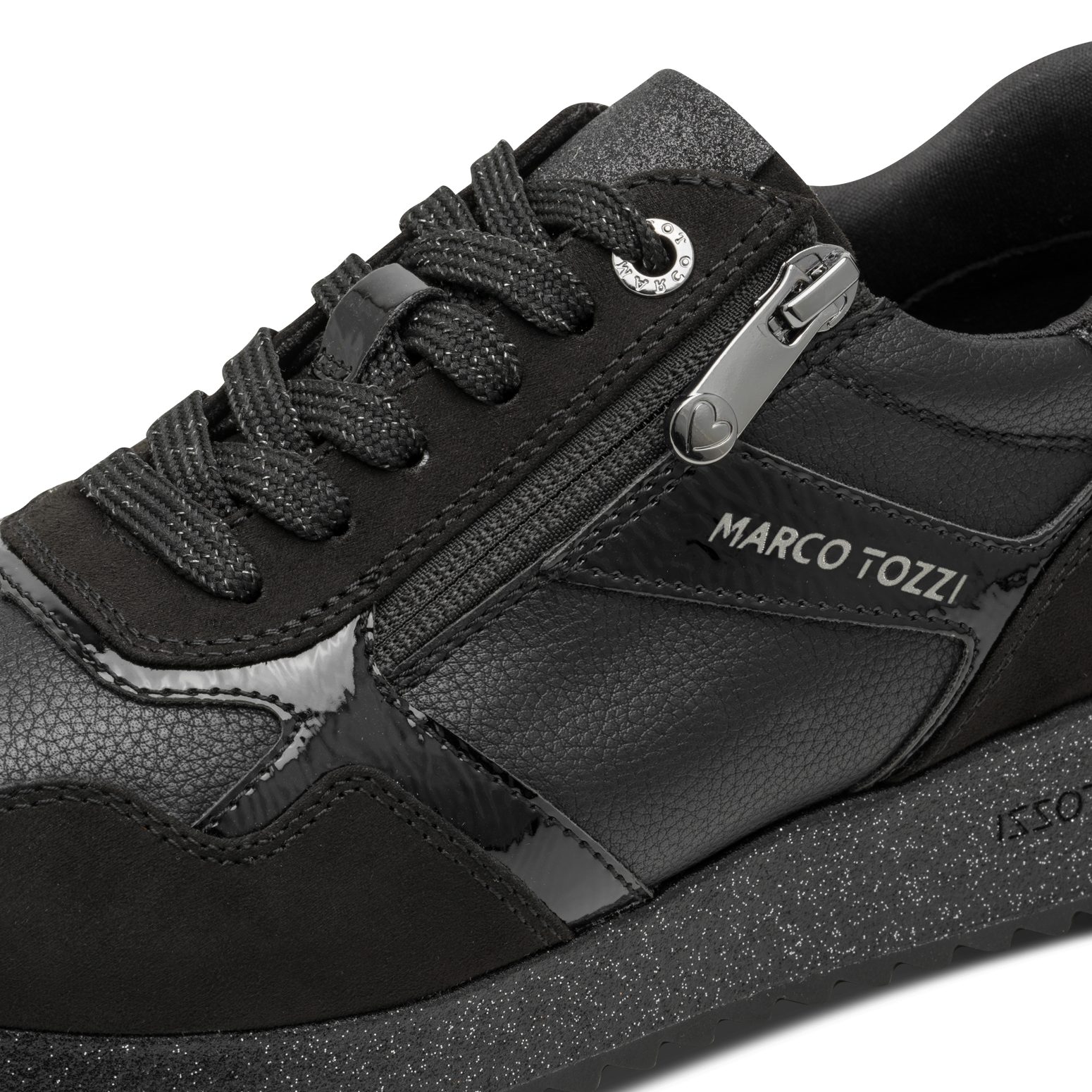 MARCO TOZZI Keilsneaker Freizeitschuh, Schnürer im stylischen Materialmix
