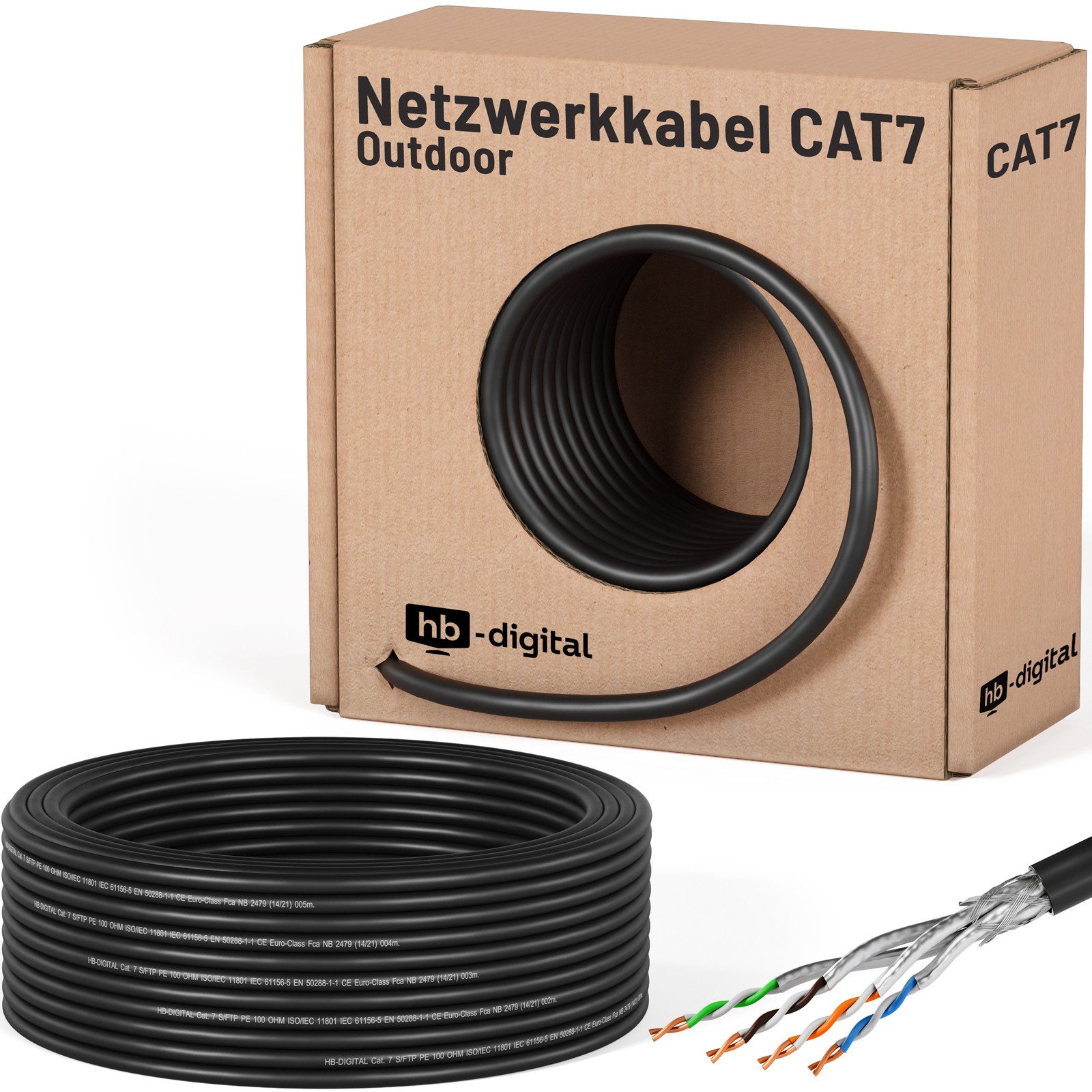 Kabel CAT 7 Outdoor LAN Datenkabel S/FTP PE AWG23 Netzwerkkabel