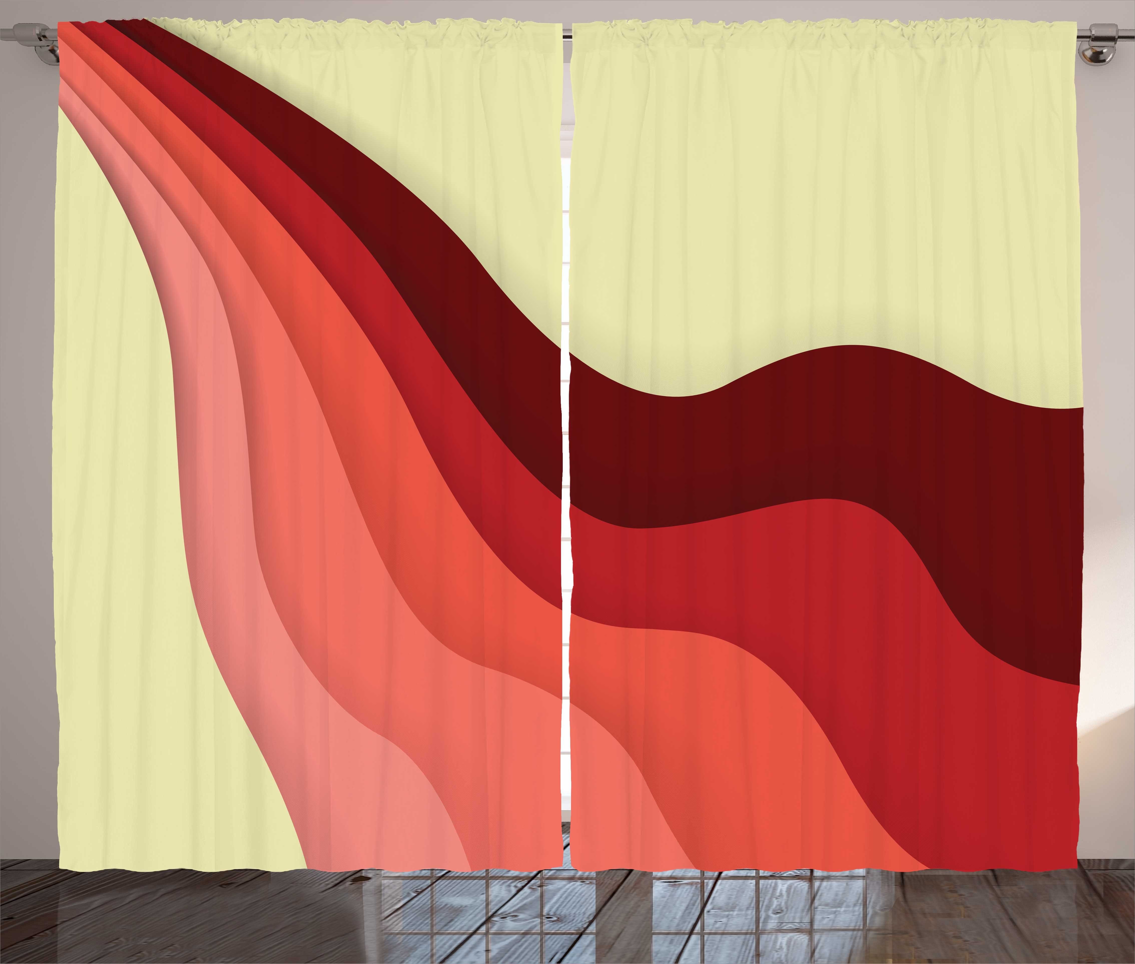 Gardine Schlafzimmer Kräuselband Vorhang mit Schlaufen und Haken, Abakuhaus, 1970 Abstract Farbe Wave-Design-