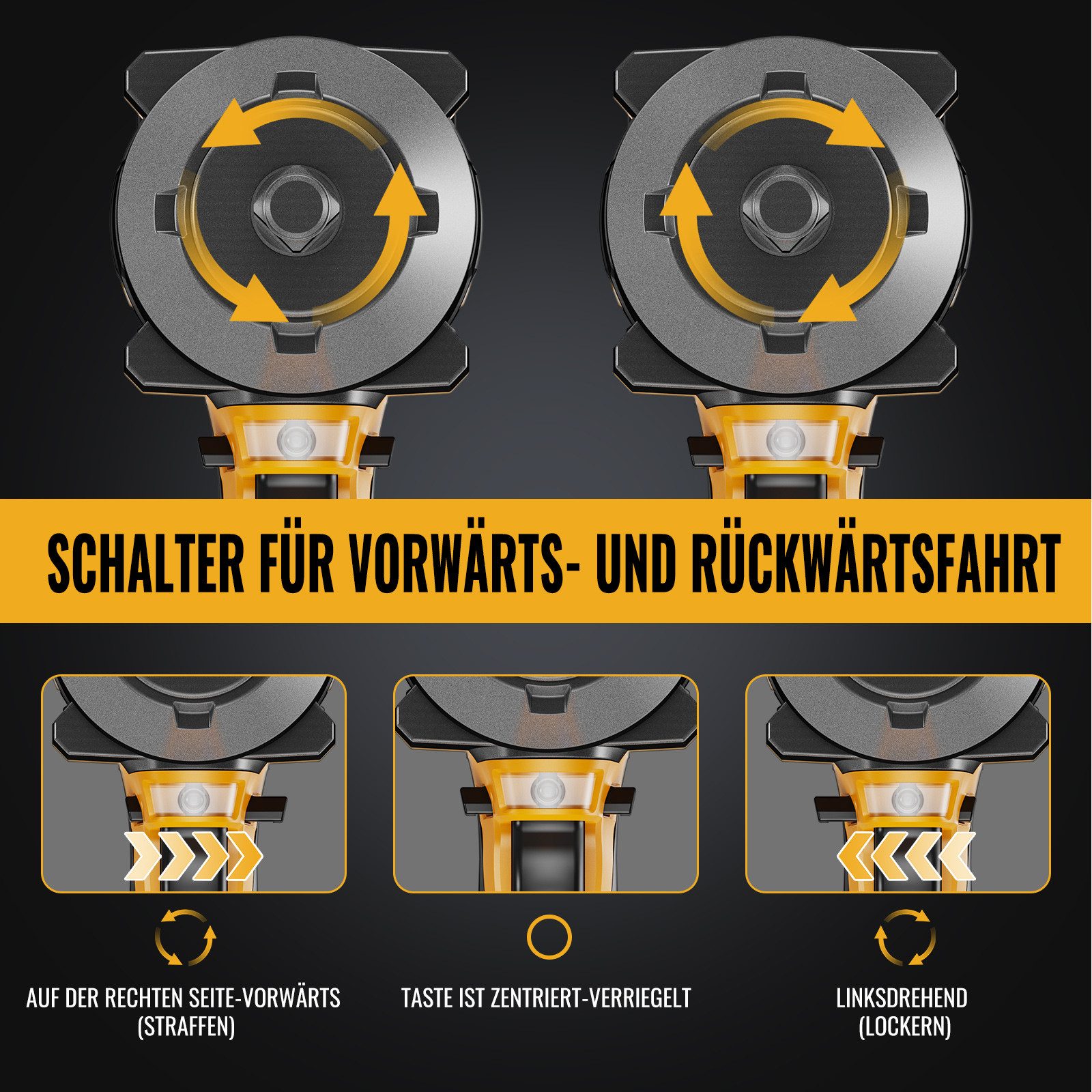 CONENTOOL Akku-Schlagschrauber 1000Nm, 21V bürstenloser Motor, 3000 U/min, 1000 Nm, (set, 11-tlg., inkl. 2x 4 Ah Akkus und Ladegerat, 5 Steckschlüsseln), für Auto & Haushaltsmontage