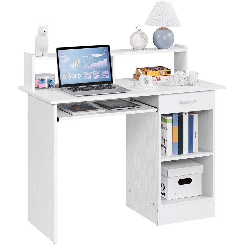 Yaheetech Schreibtisch mit Schublade & Tastaturablage & verstellbarem Ablagefach, Computertisch Arbeitstisch für Home Office