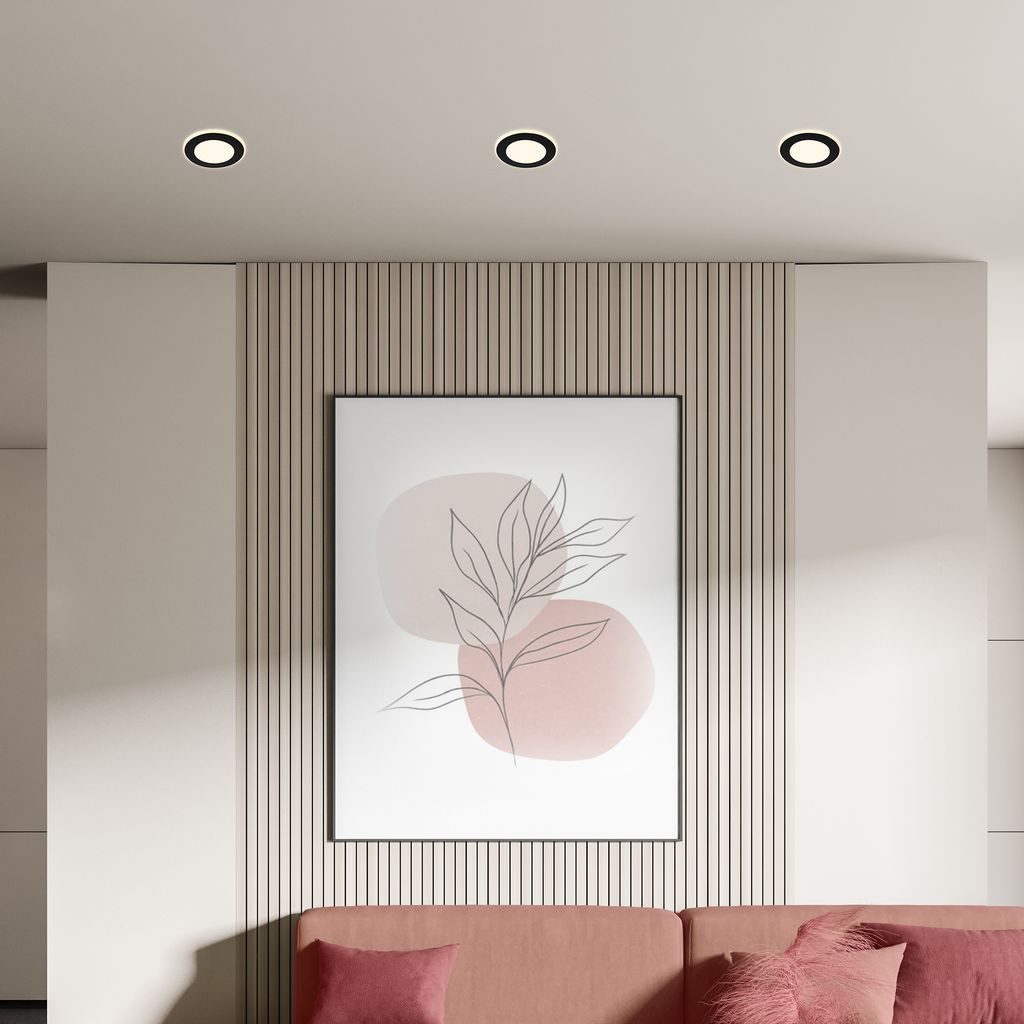 Briloner Leuchten LED Einbaustrahler 7988035, LED fest integriert, 2700K - Extra-Warmweiß, LED Einbauleuchten 93x30mm Schwarz je 4,9W Decke Wohnzimmer Küche