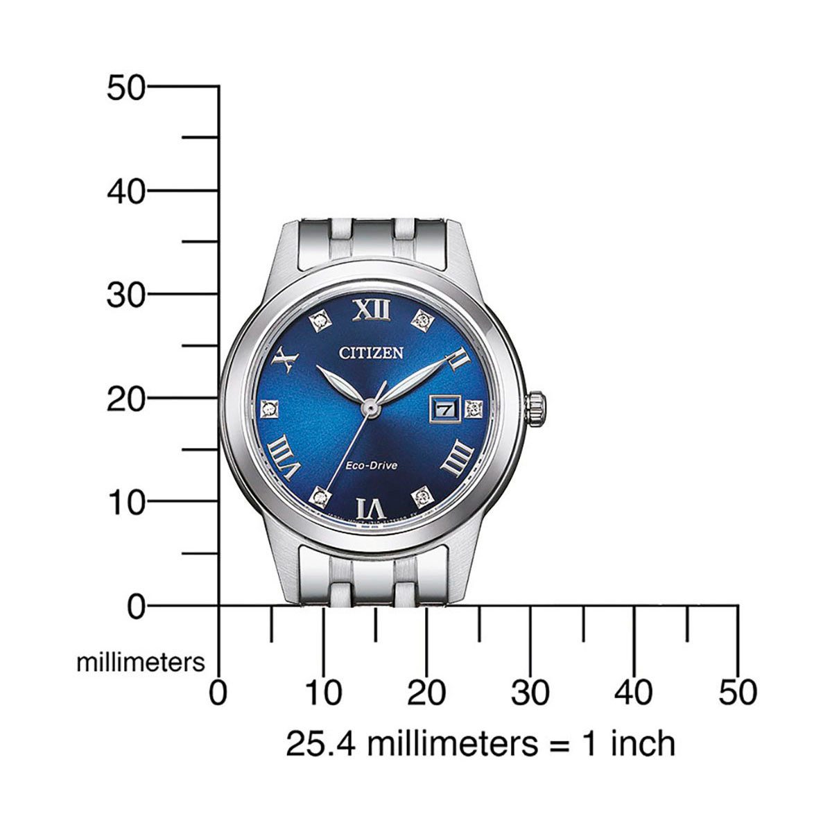 Citizen Solaruhr FE1240-81L, Armbanduhr, Damenuhr, Datum, Kristallsteine, Edelstahlarmband
