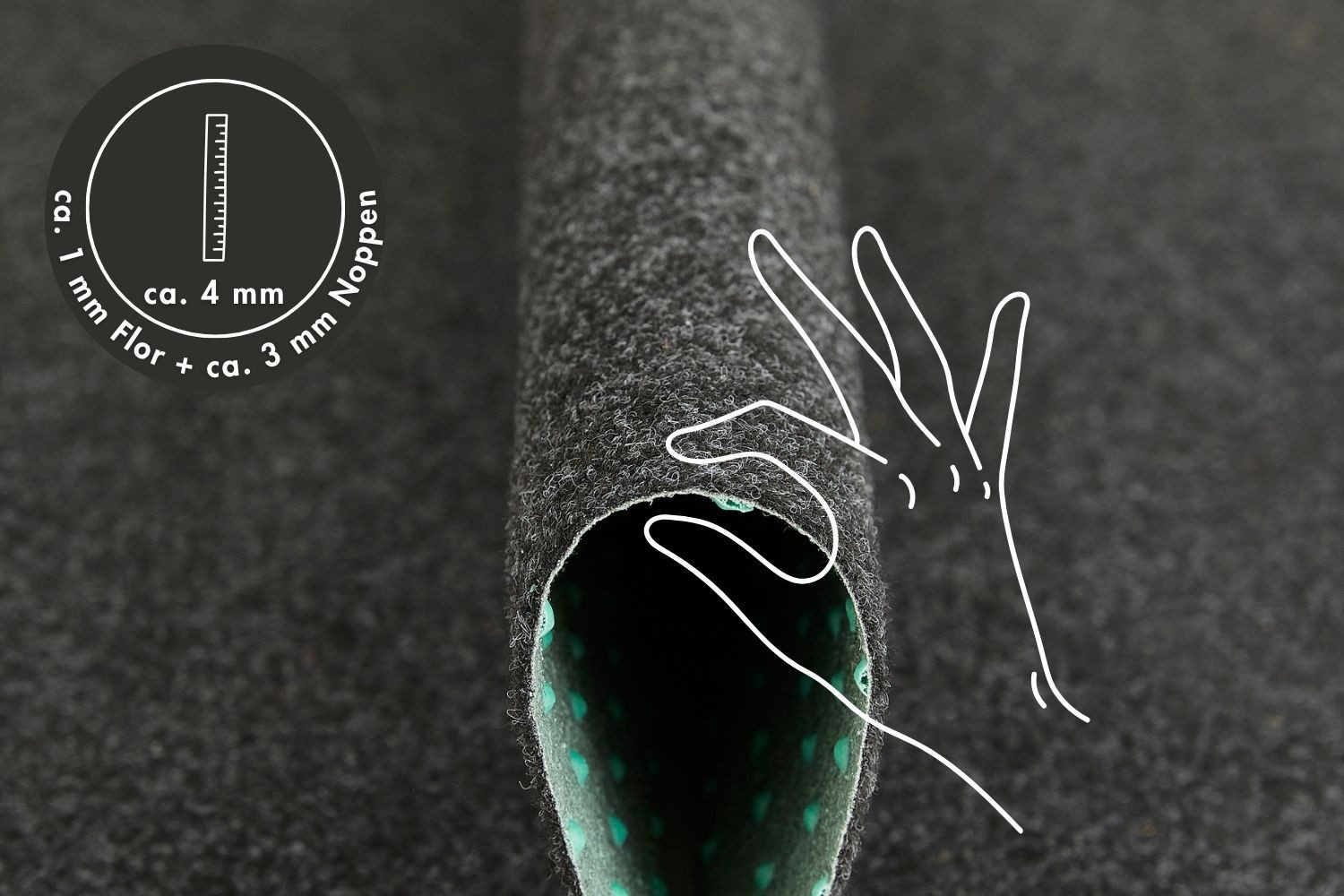 misento Kunstrasen Easy, rechteckig, Höhe: 4 mm, Rasenteppich für Balkon und Terrasse mit Drainage-Noppen