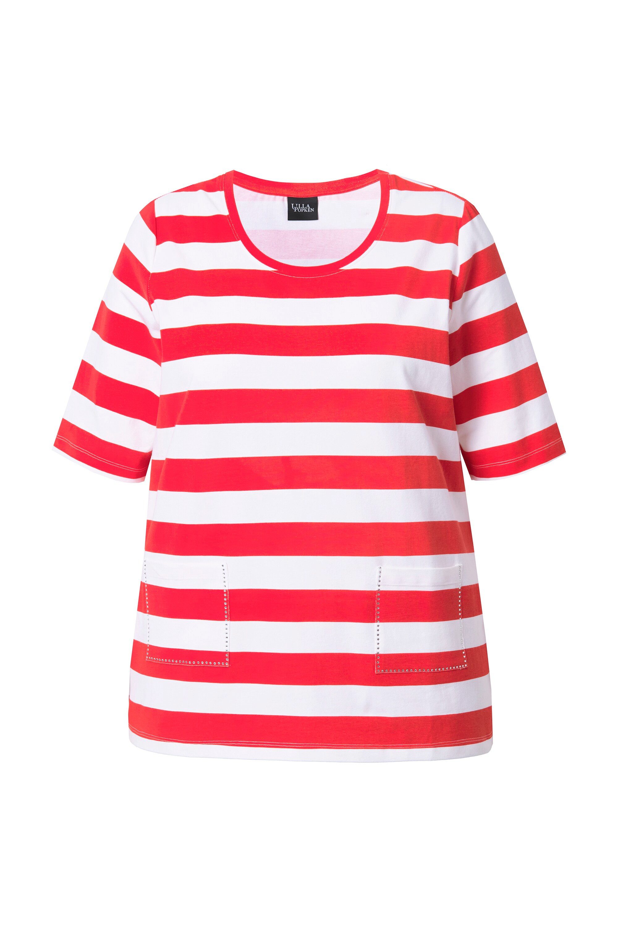 Ulla Popken T-Shirt T-Shirt Ringel Classic Rundhals Halbarm Taschen günstig online kaufen