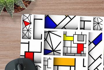 MuchoWow Gaming Mauspad Mondrian - Formen - Gestaltung - Muster (1-St), Mousepad mit Rutschfester Unterseite, Gaming, 40x40 cm, XXL, Großes