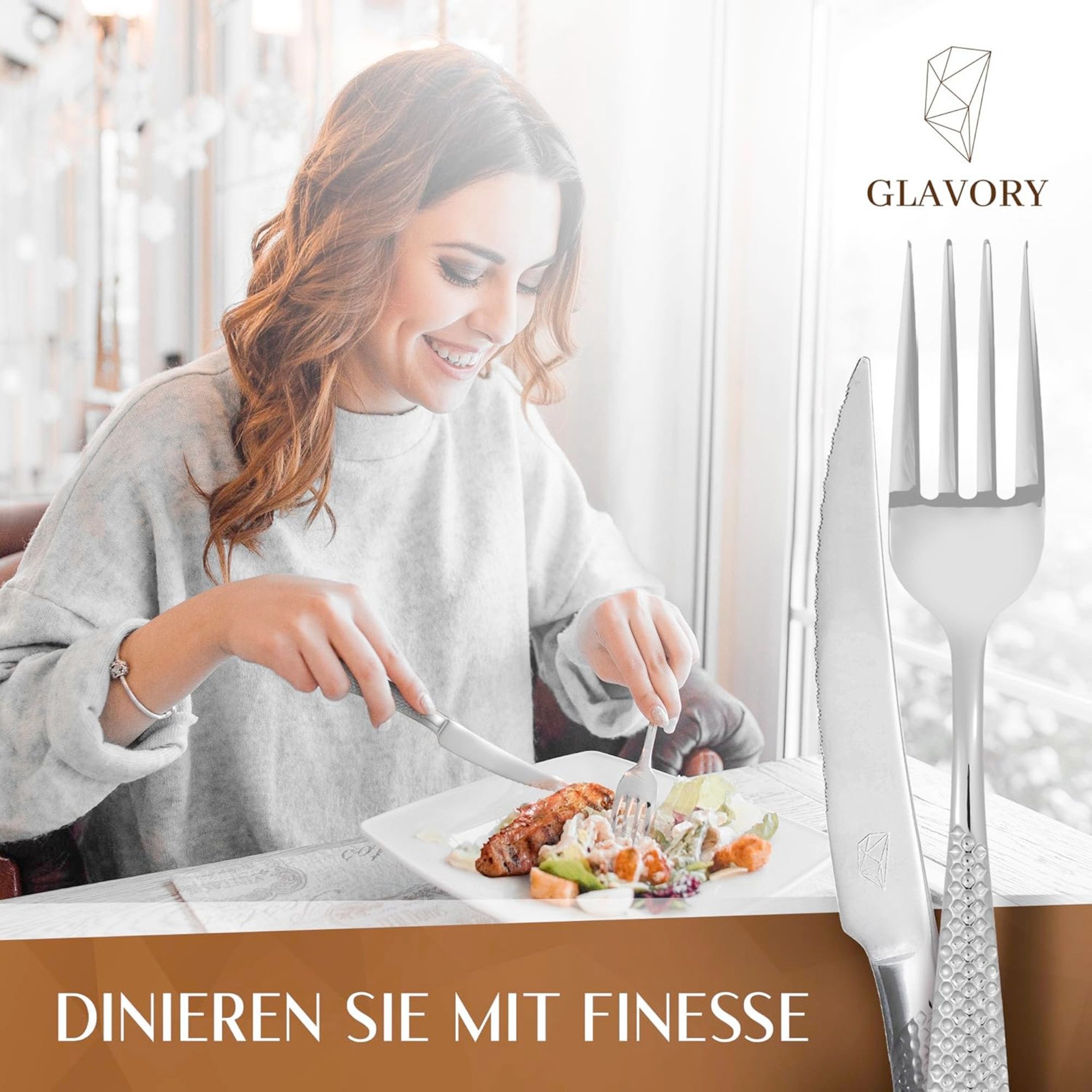 Glavory Besteck-Set Aurora - Besteck Set Silber - 30-teilig für 6 Personen, 6 Personen