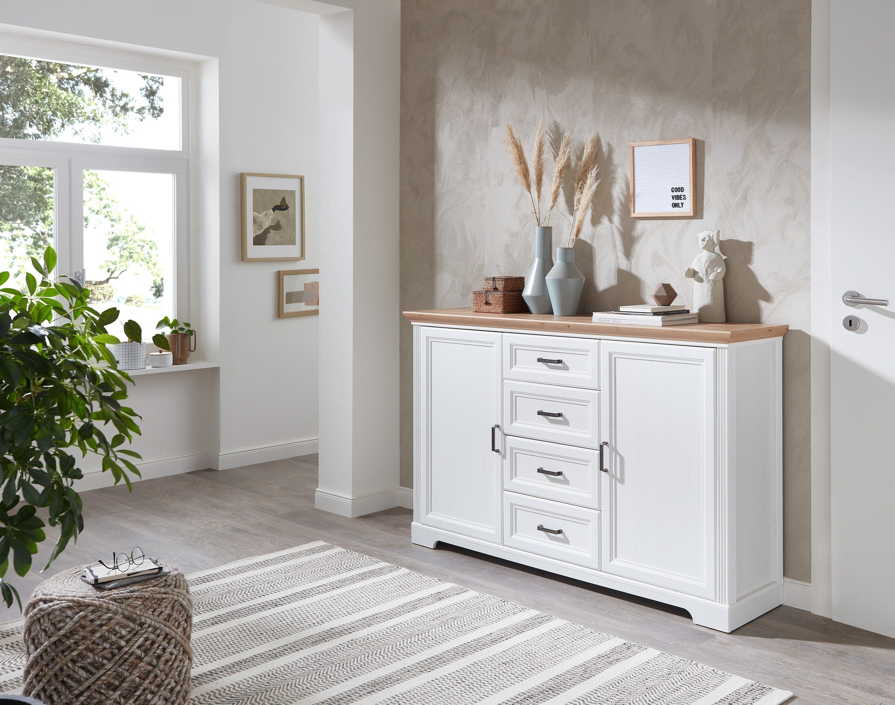 Innostyle Sideboard in Artisan/Weiß mit 4 Schubladen und 2 Türen (BxHxT: 165x102x41 cm)